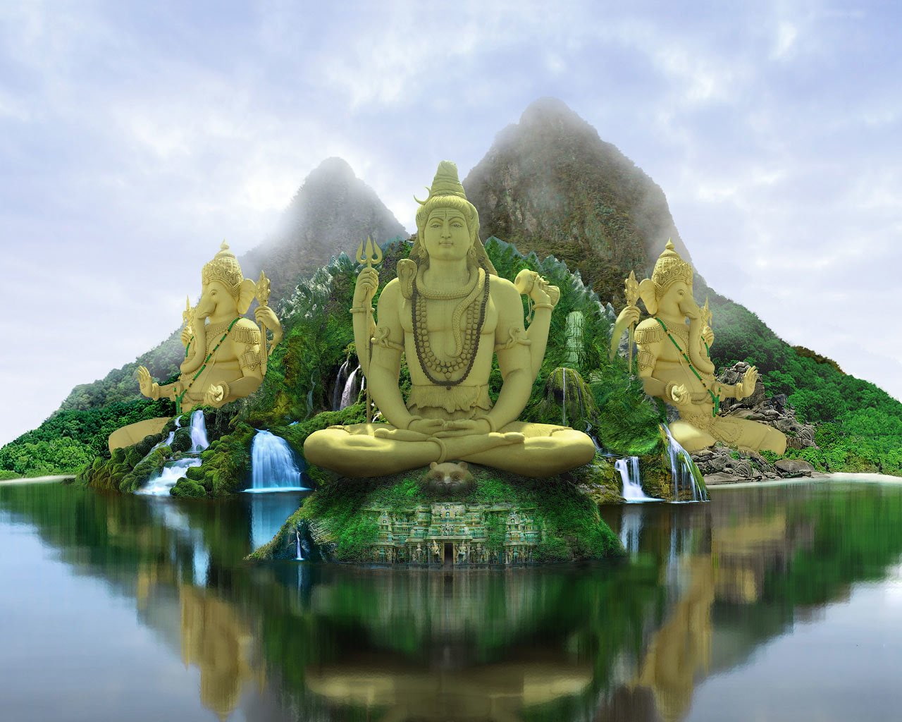 Shiva statue, Religious, Hinduism, 3D, Fantasy, Island, Religion