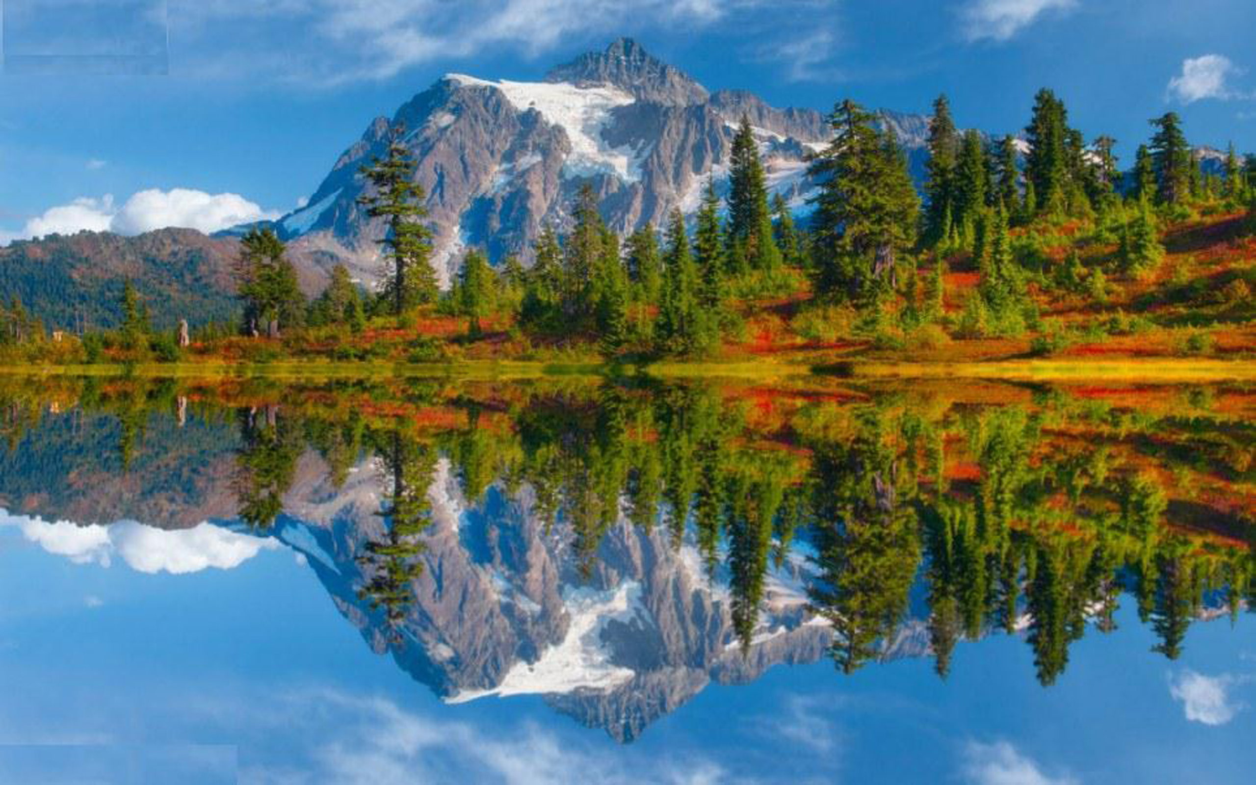 North Cascades National Park, Washington Usa Autumn Lidscape Mountain Lake With Snow Mirror Desktop Wallpaper Hd.