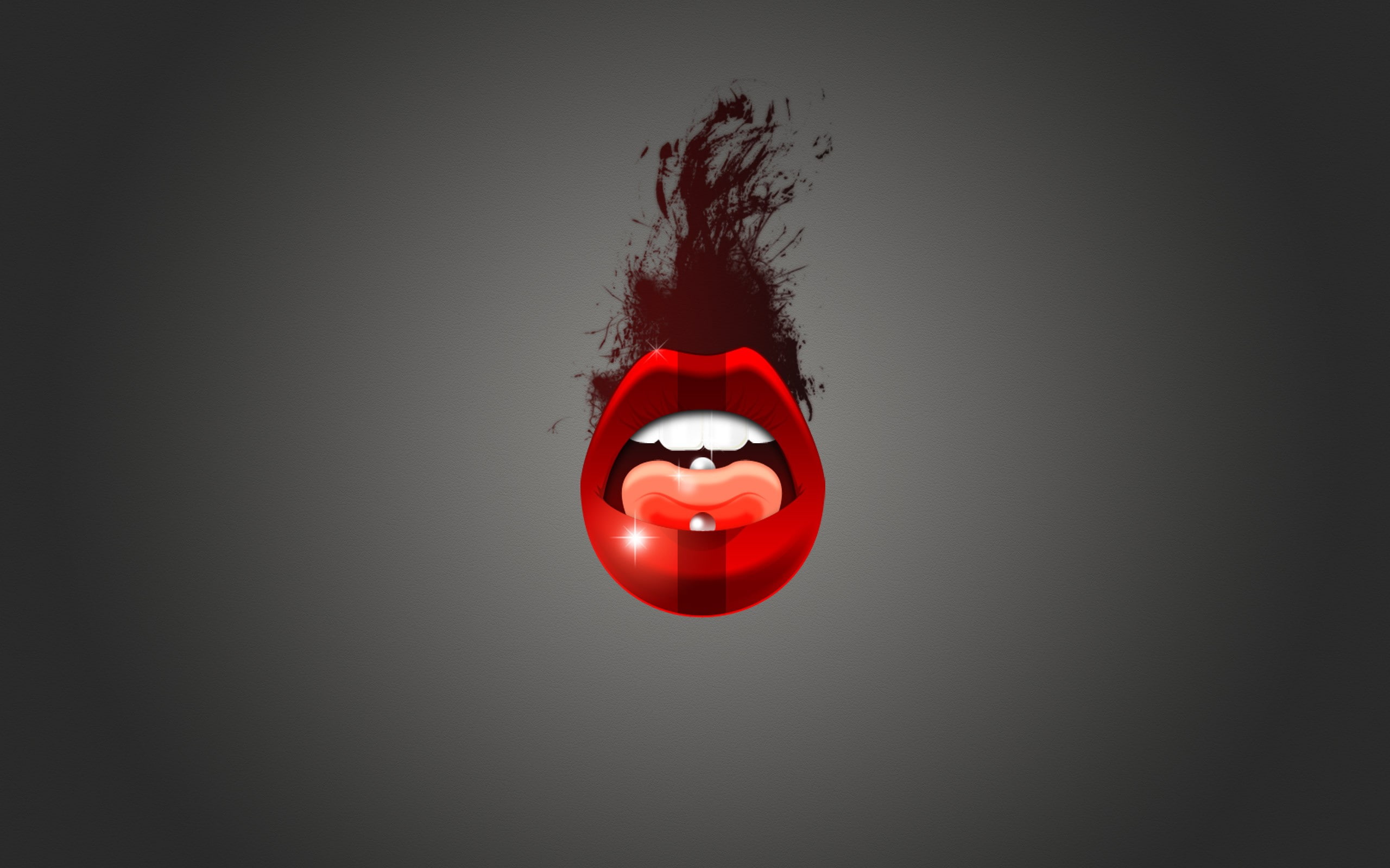 lips, lipstick, red, tongues, piercing
