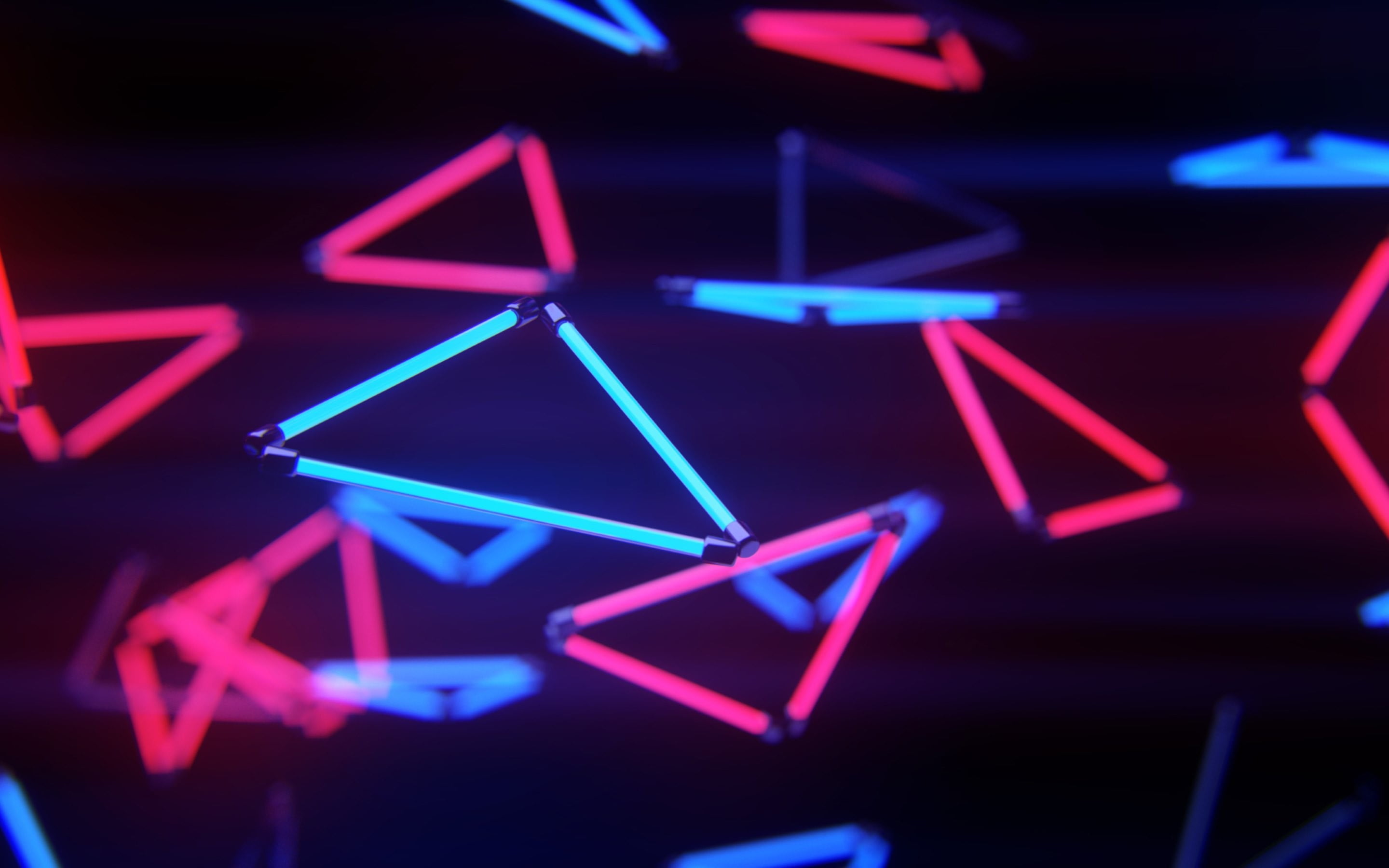 red and blue Led strips, neon, abstract, digital art, 3D, lights