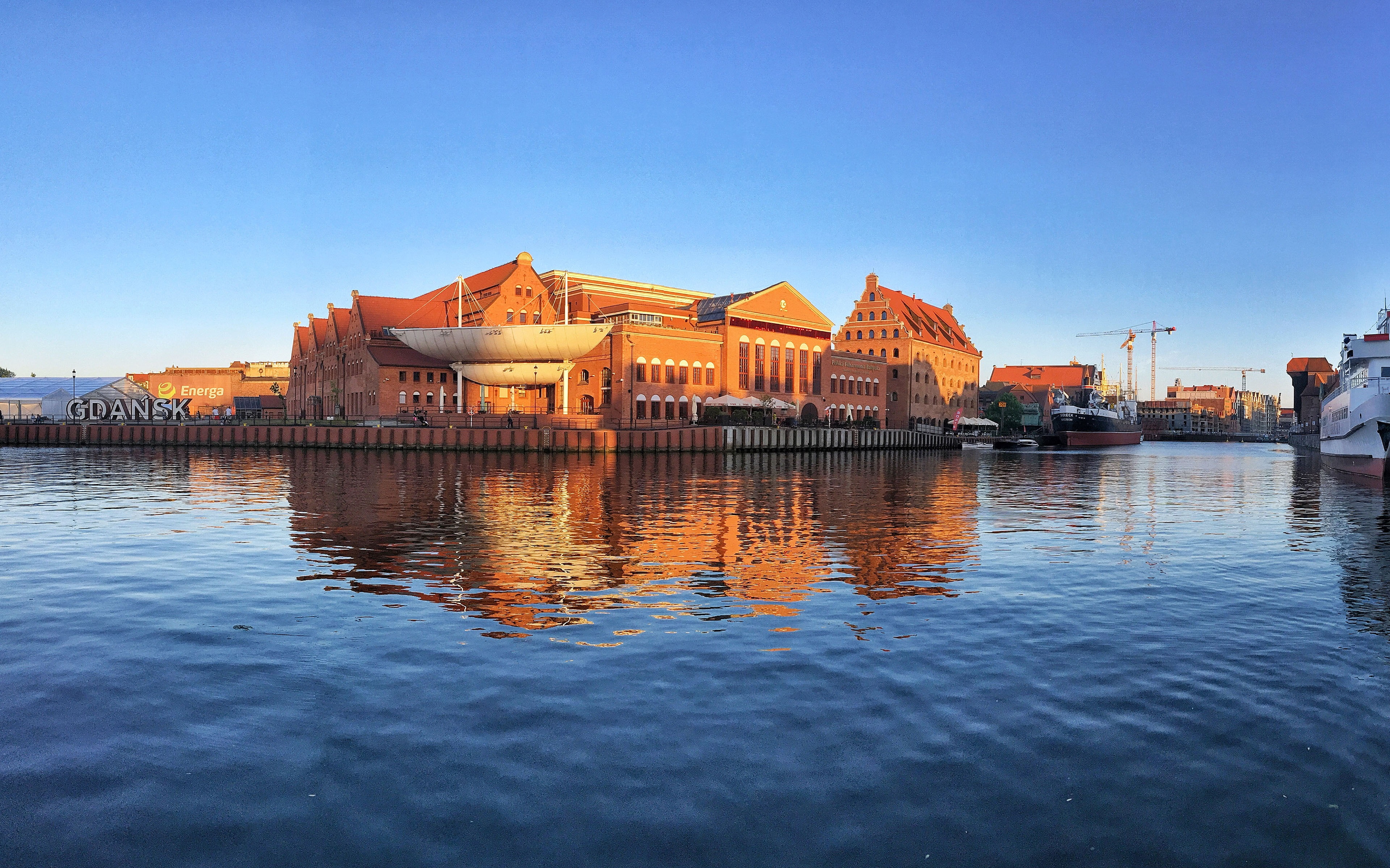 Poland Gdansk Port City Travel Sunset, architecture, built structure