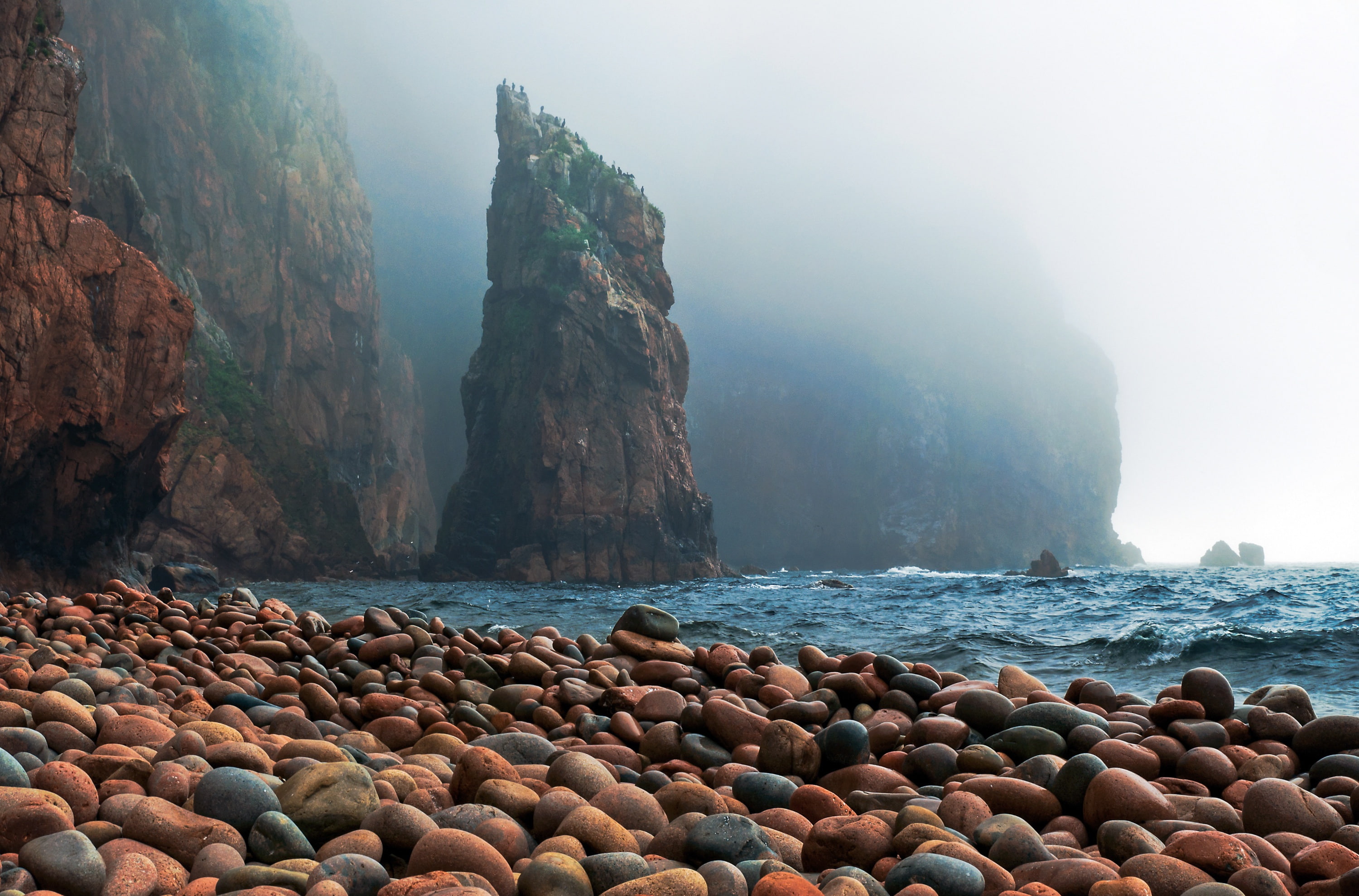 brown mountain cliff, coast, rocks, Stones, solid, rock - object