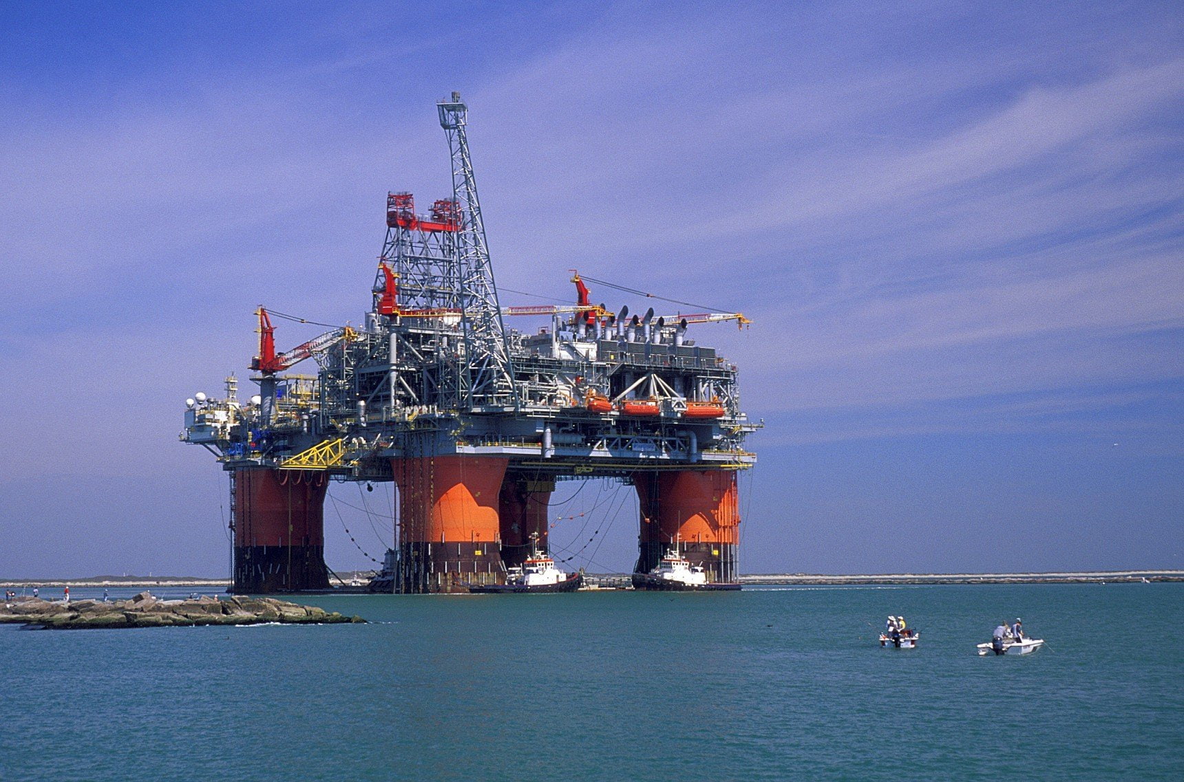 africa oil platform, sea, oil industry, sky, water, fuel and power generation
