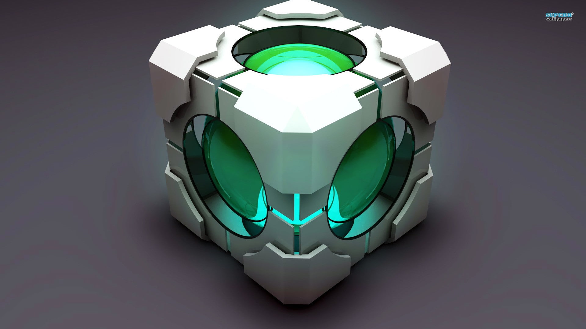 Portal (game), cube, video games, Companion Cube, illuminated