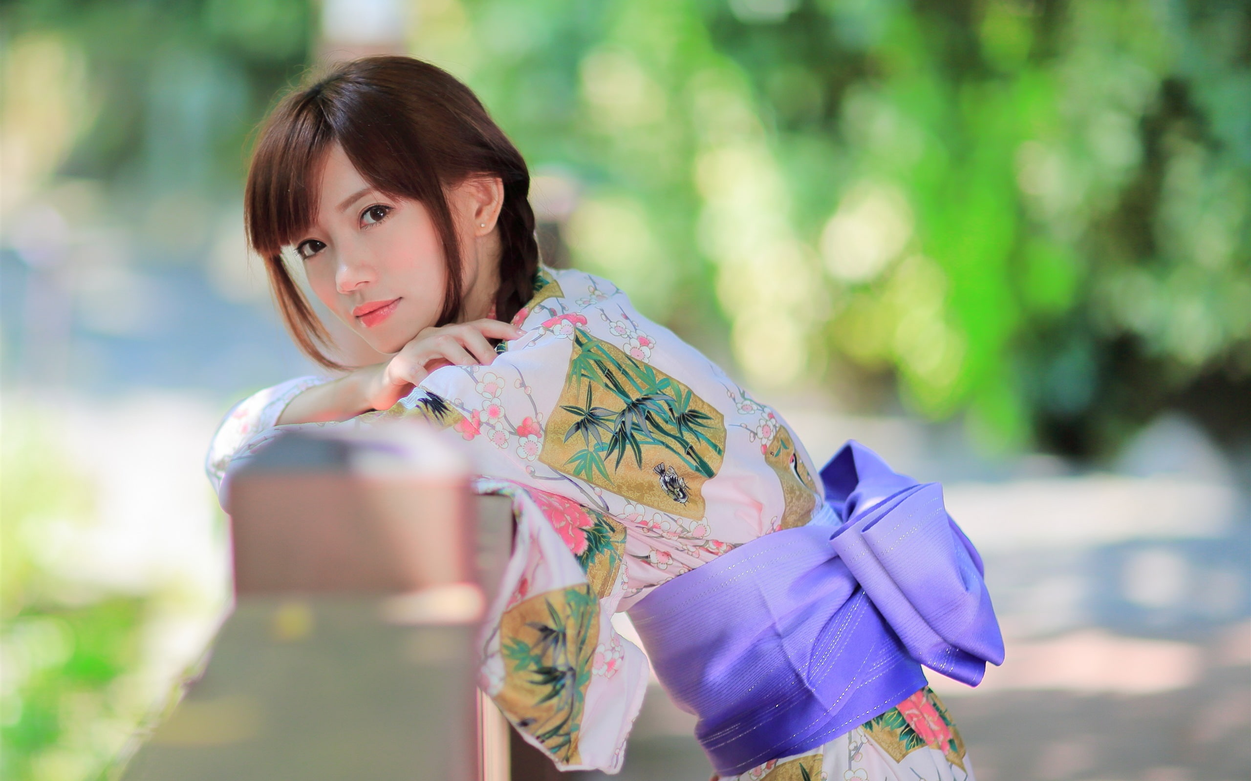 Beautiful Japanese girl, kimono, summer