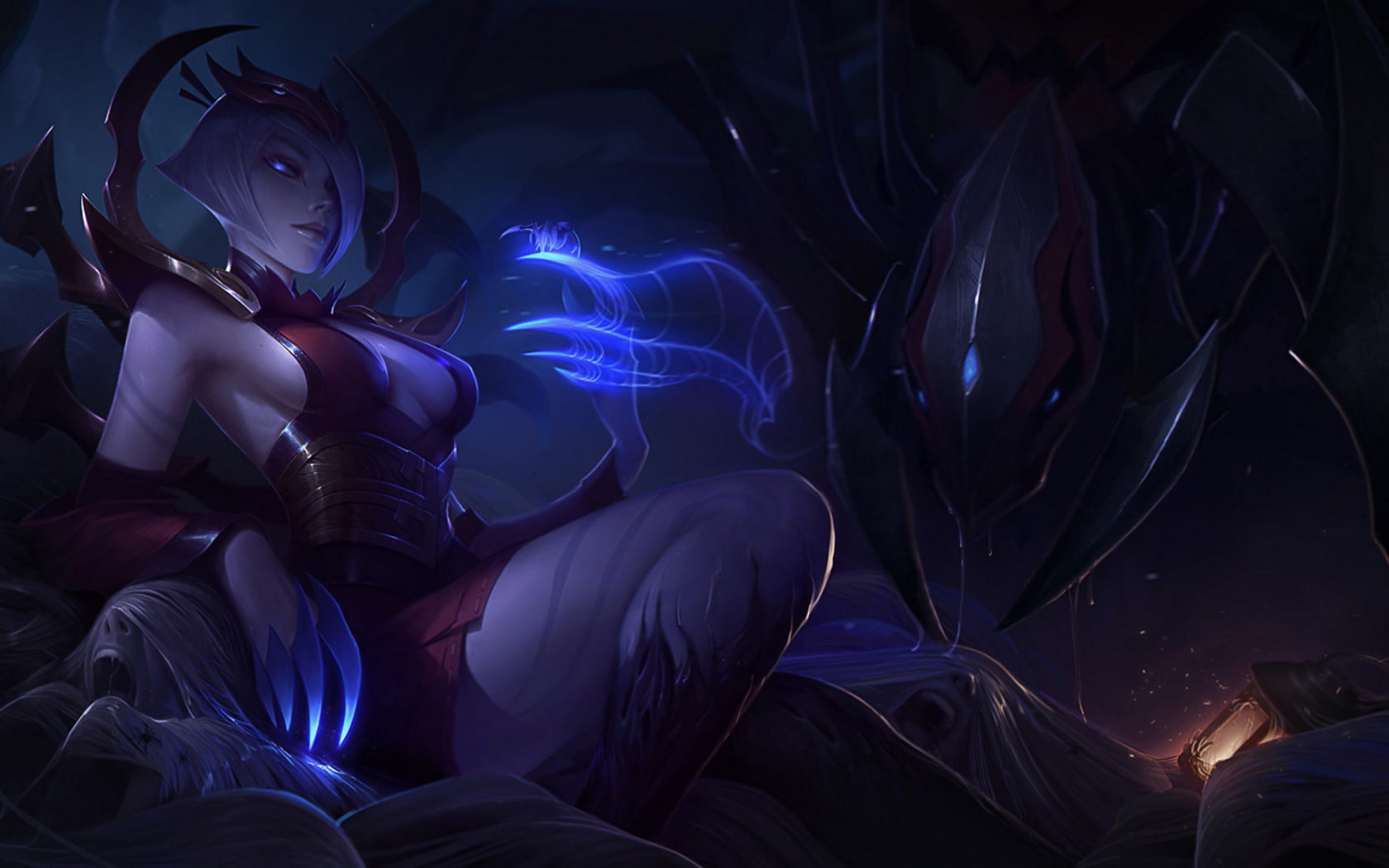 Elise (League Of Legends), spider, indoors, glowing, motion