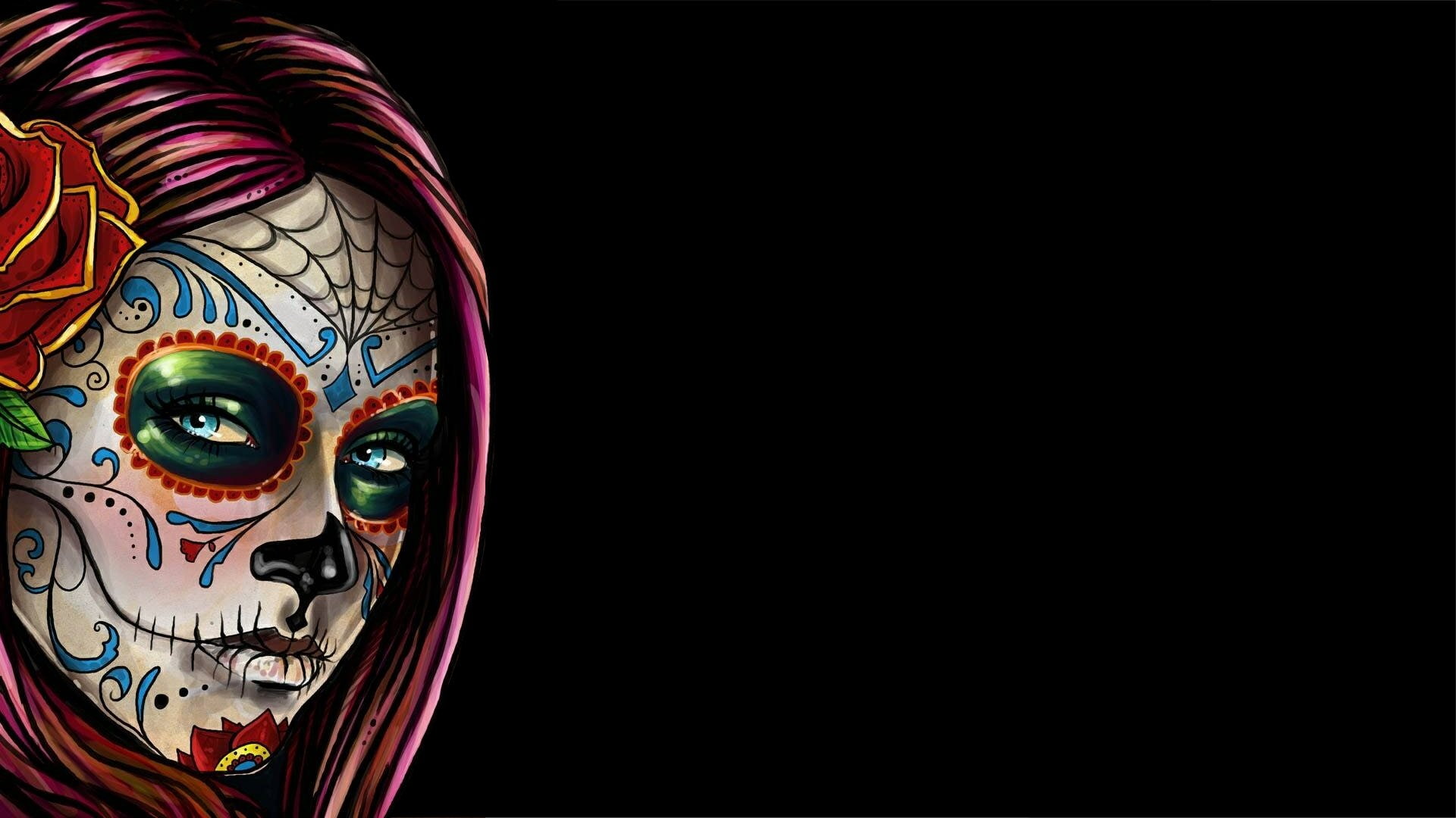 Free download | HD wallpaper: Artistic, Sugar Skull, copy space, multi