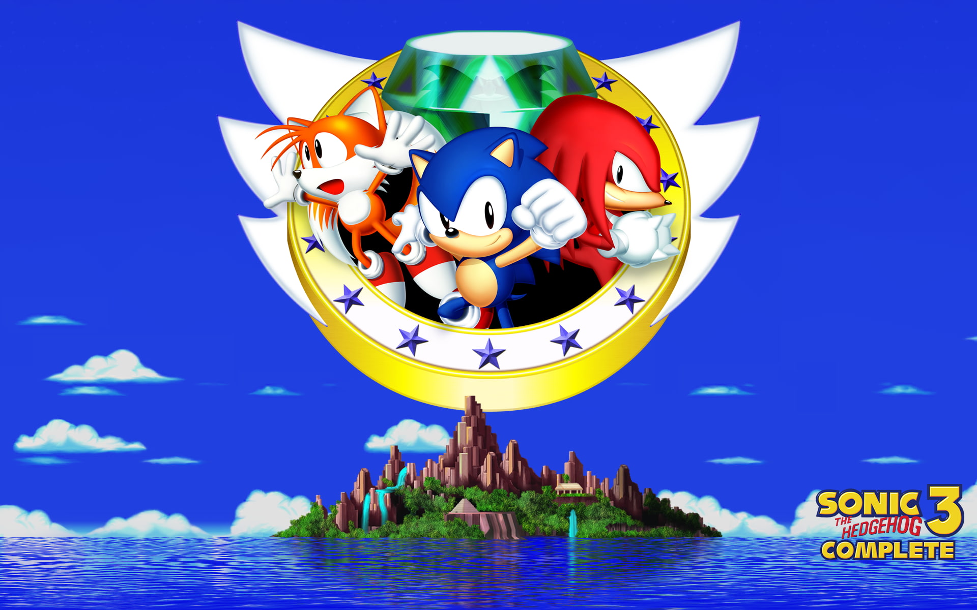 Sonic, Tails (character), Knuckles, water, sky, nature, blue