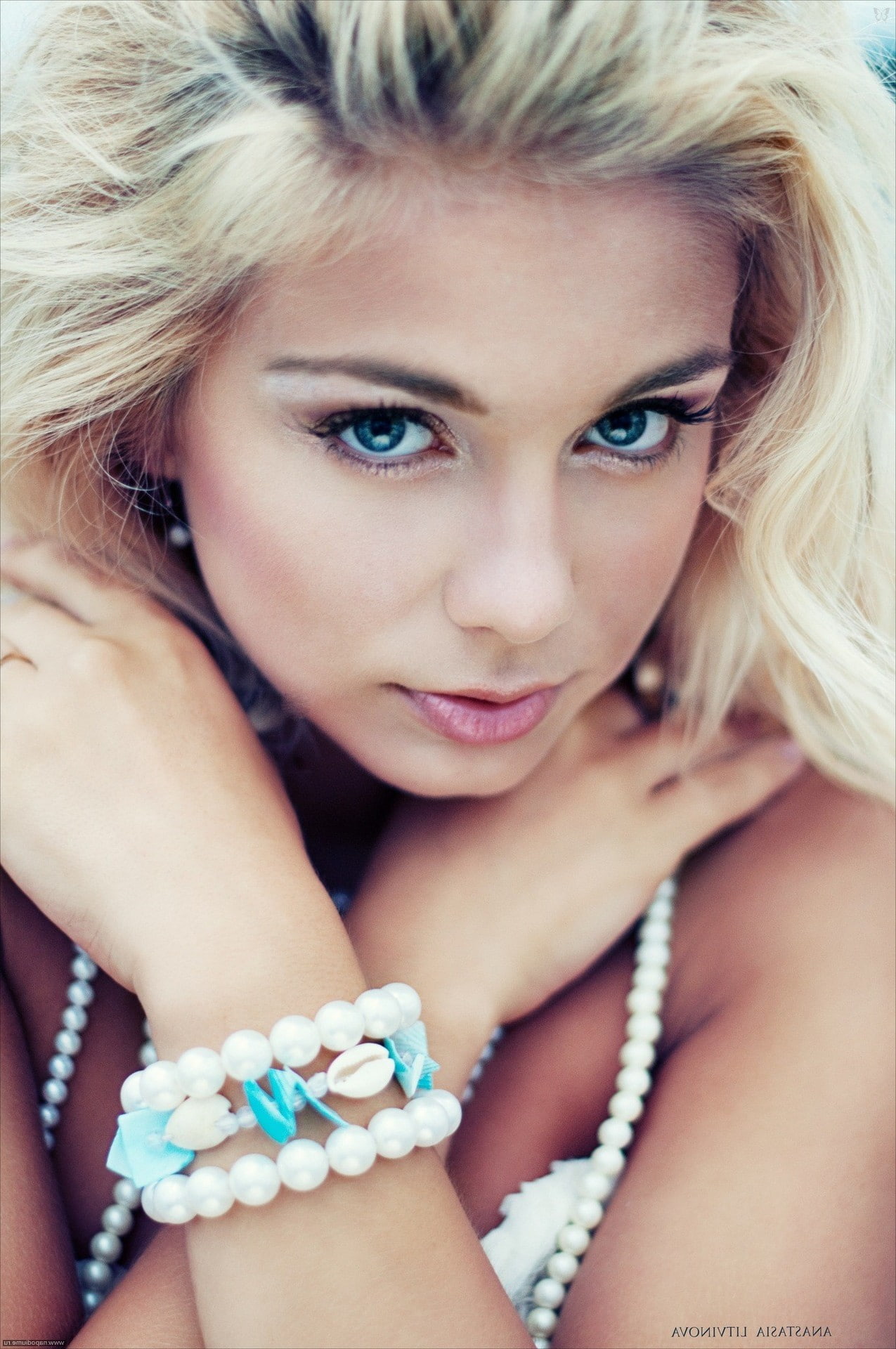 blonde model russian blue eyes katarina pudar, portrait, hair