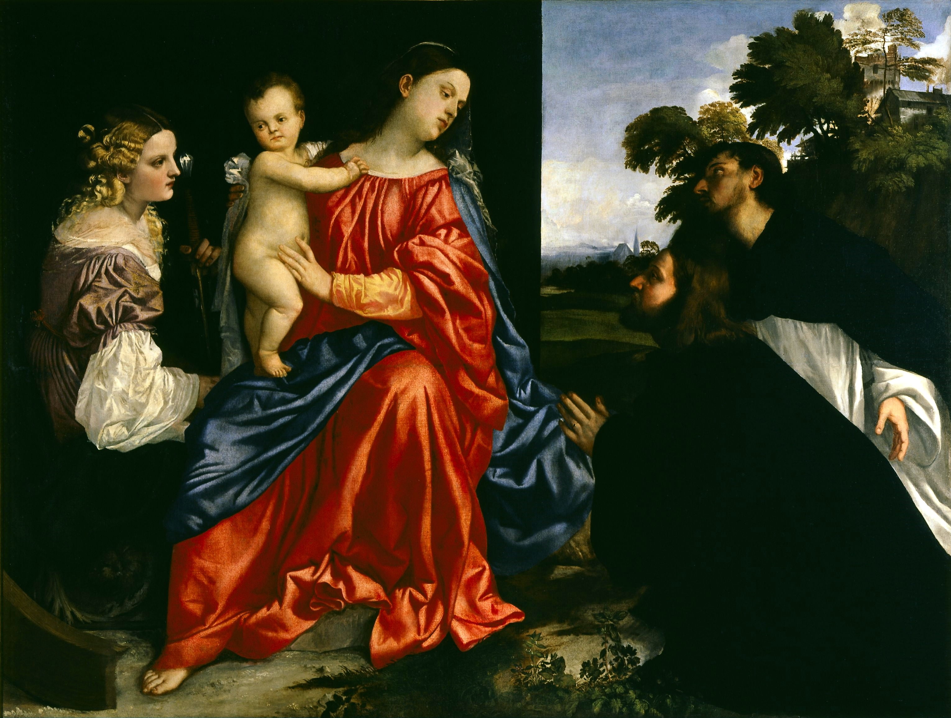 Titian Vecellio, The Madonna and child, 1512-1516, St Dominic and a donor