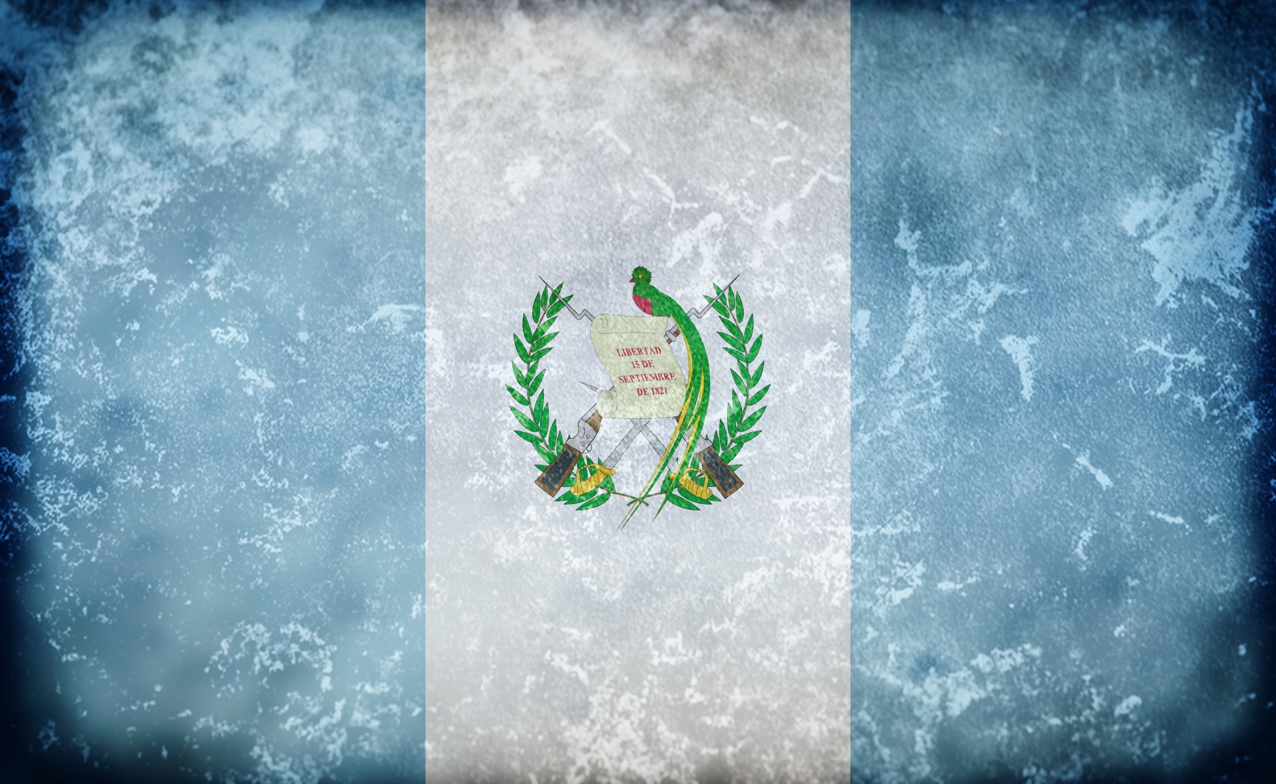 Grunge Flag Of Guatemala, white and blue striped flag, Artistic