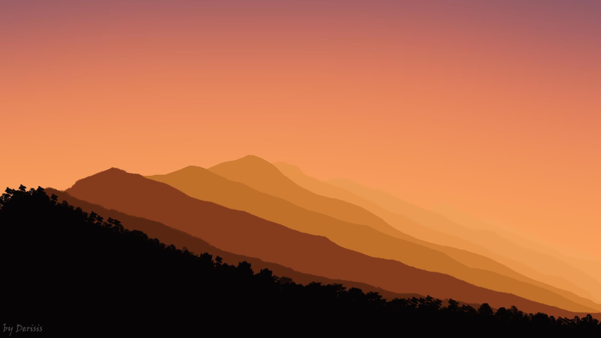 Free download | HD wallpaper: minimalism, nature, sunset, valley ...