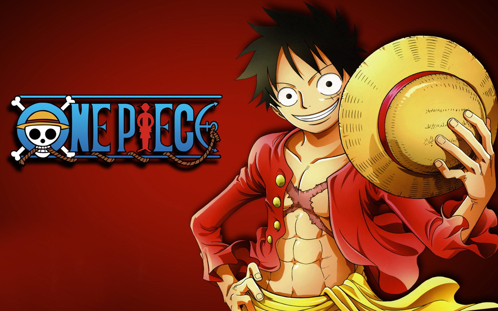 One Piece Monkey D. Luffy digital wallpaper, Anime, red, clothing