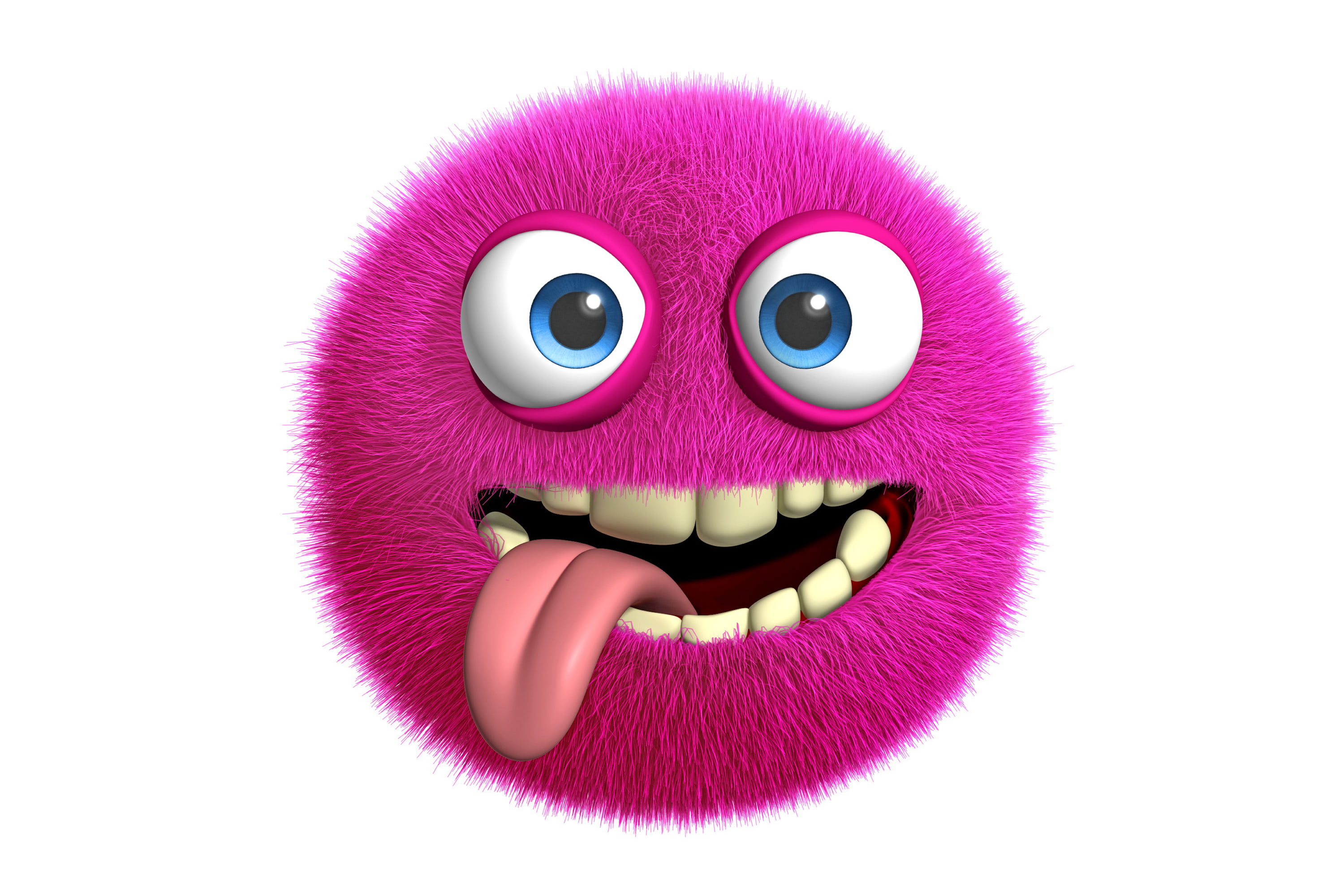 pink emoji wallpaper, monster, face, funny, cute, fluffy, human Face