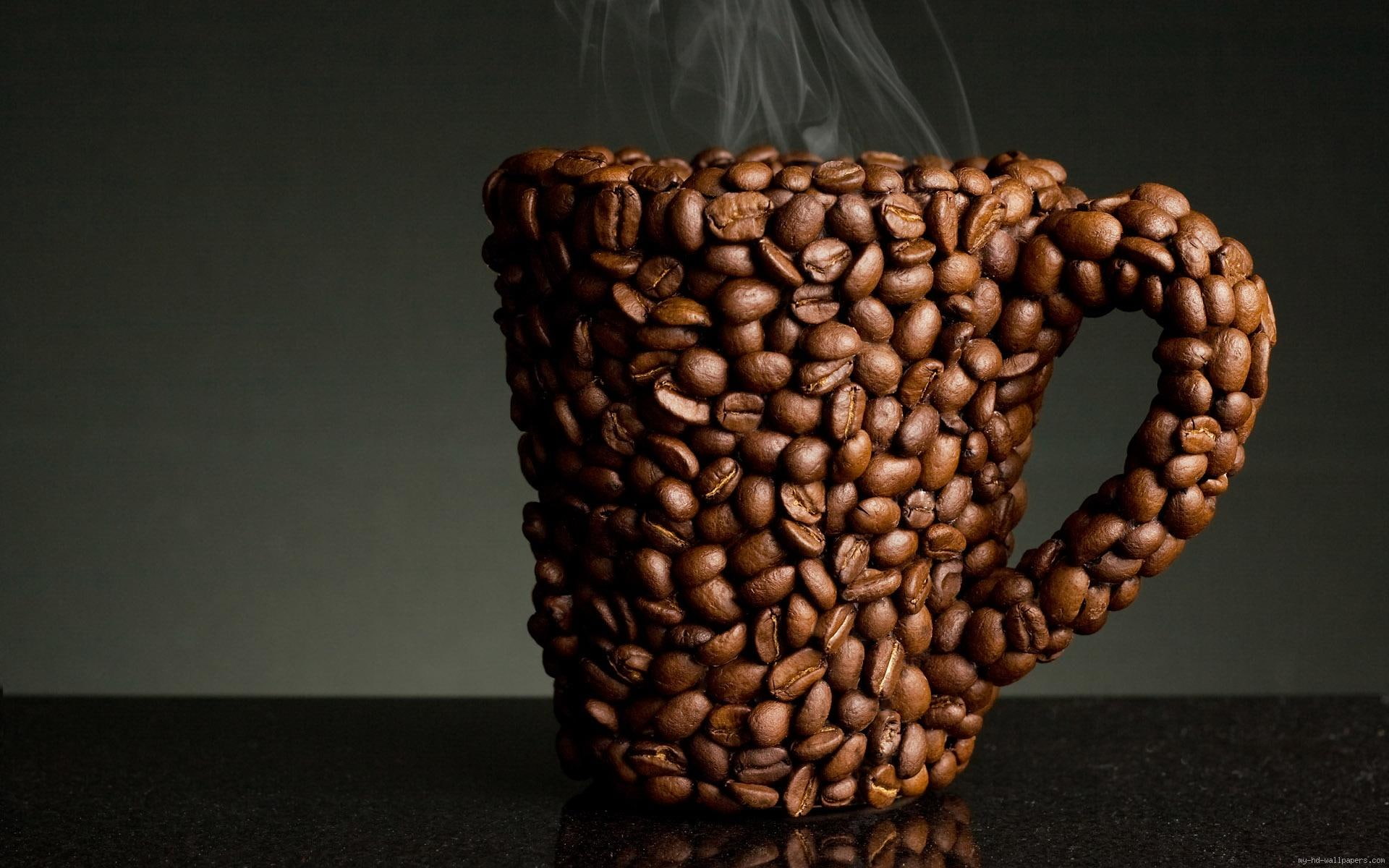 Coffee beans cup, coffee beans mug design, food