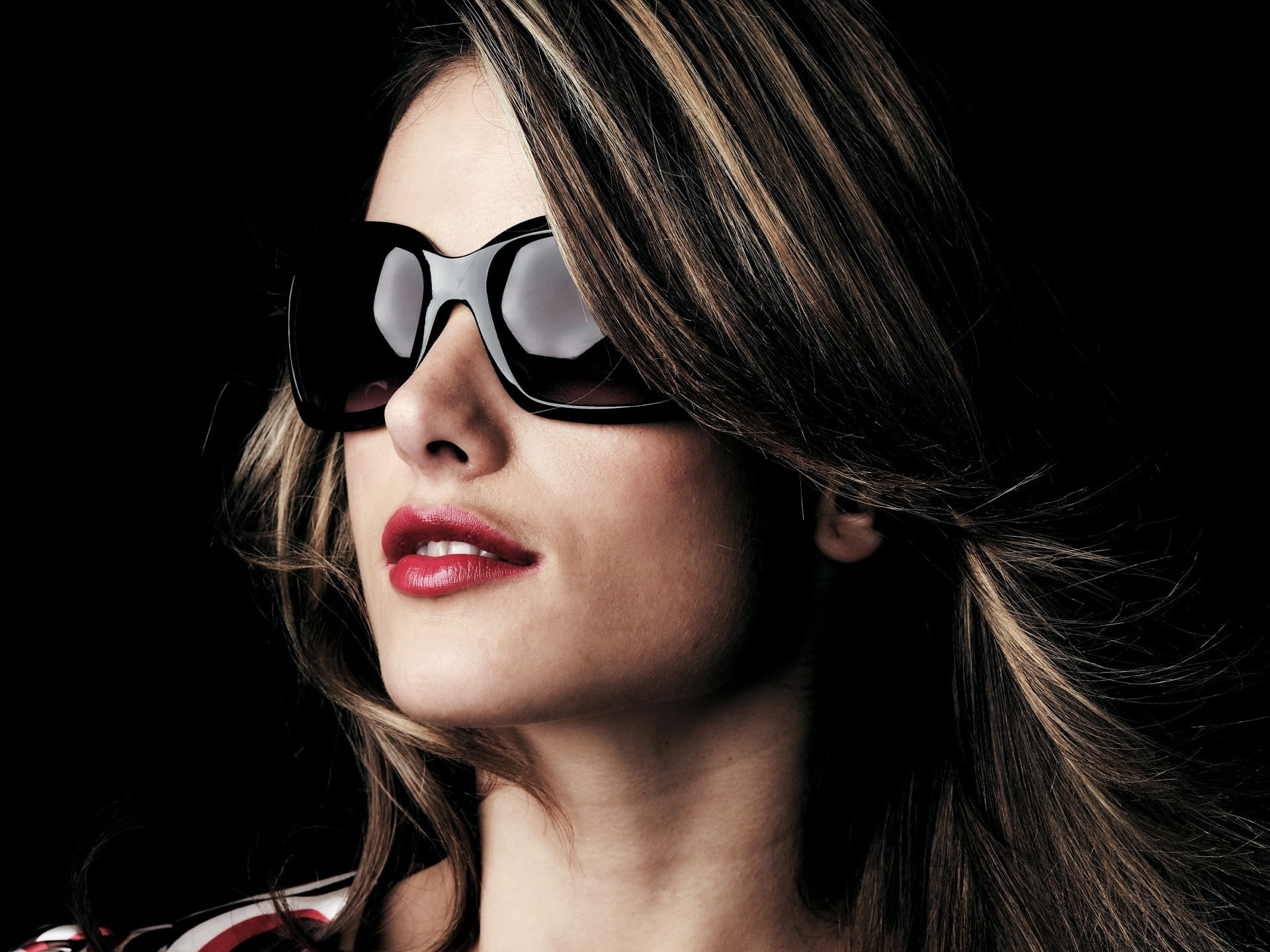 Model, Sunglasses, Fashion, Face, Woman, women's black framed sunglasses
