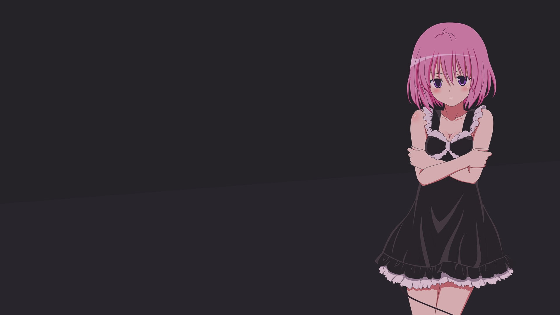 pink-haired female anime character wallpaper, anime girls, minimalism