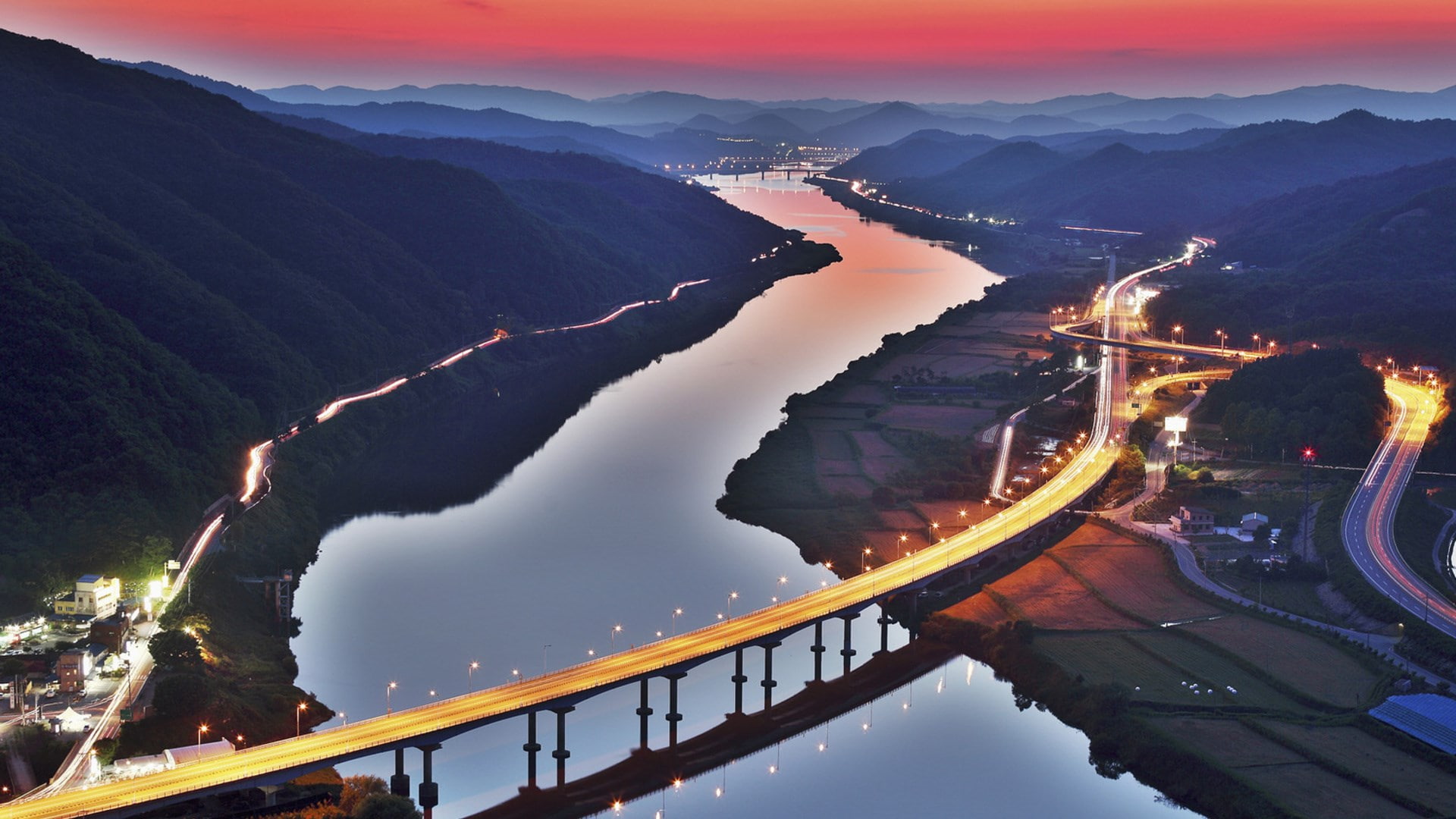 bridge, water, architecture, mountain, sky, connection, built structure