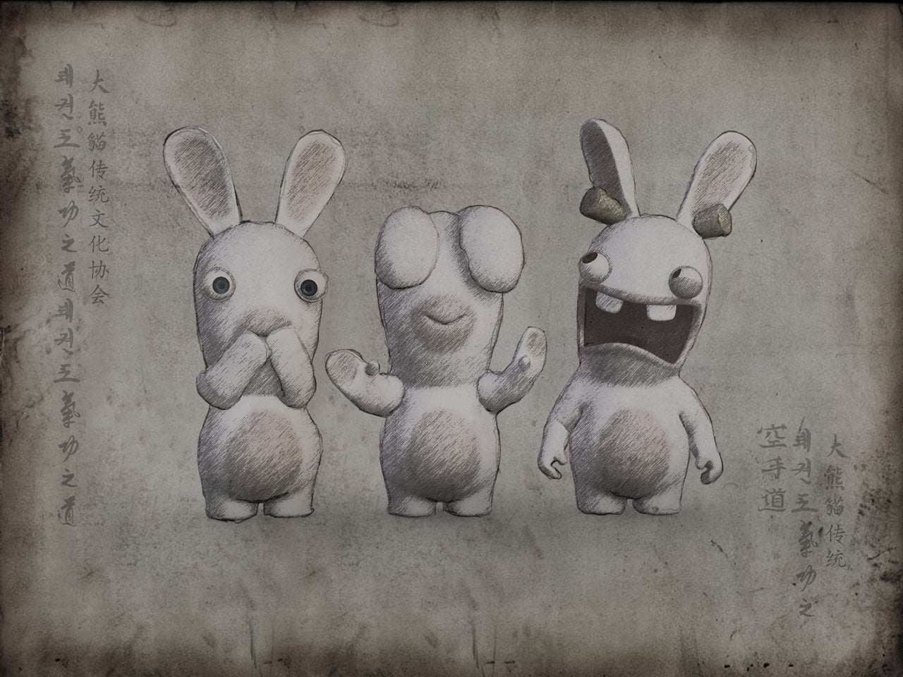 three white animals illustration, Video Game, Raving Rabbids