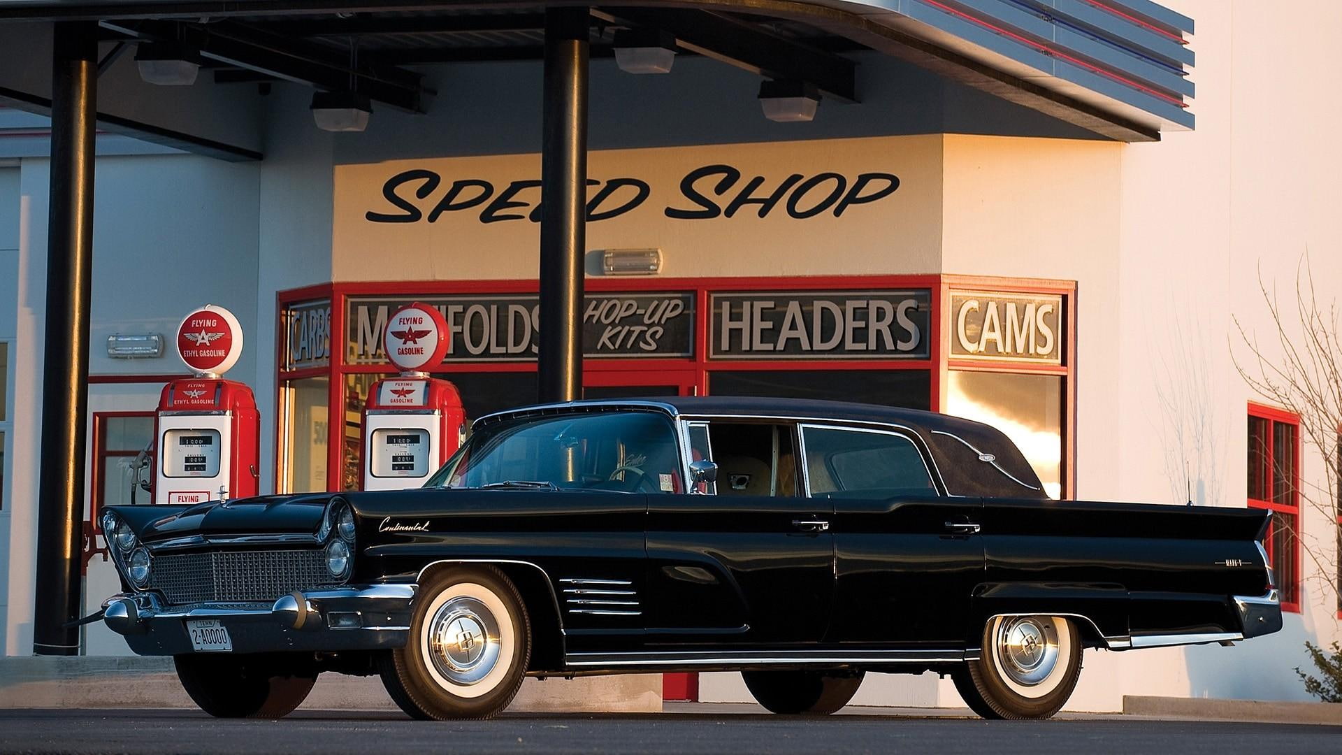 1960 Lincoln Continental Mark V Limo, black, vintage, speed, classic