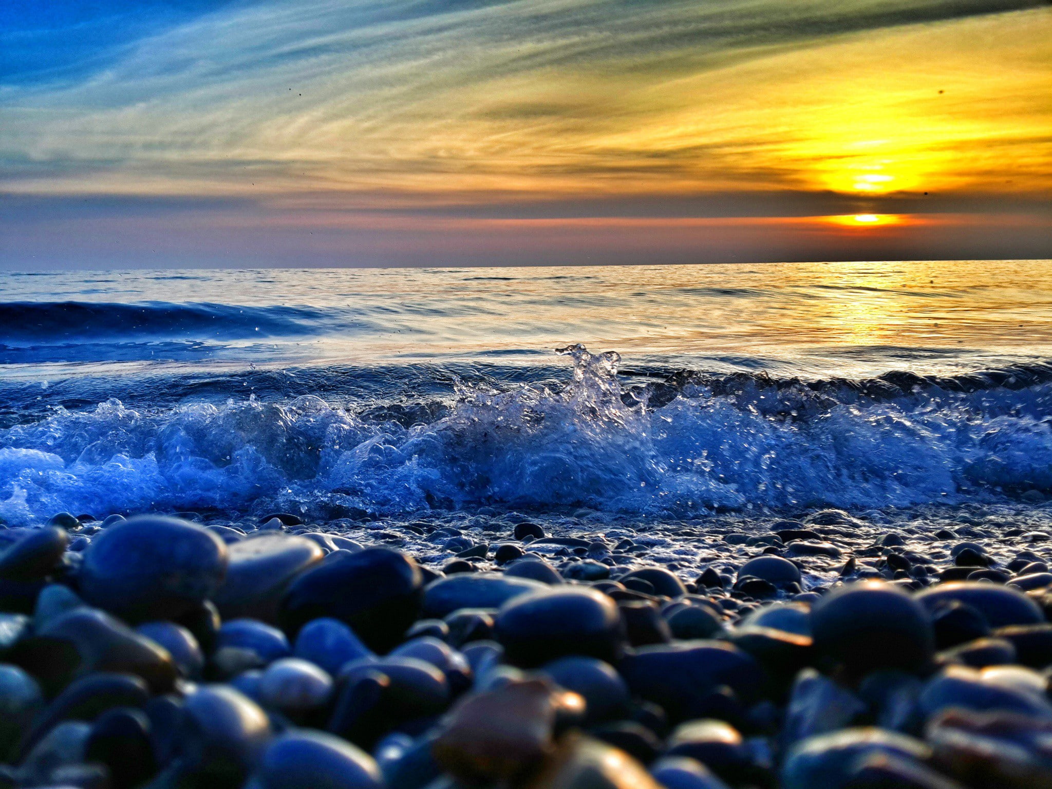 Sunset in Abkhazia, abkzahia, Sea, rocks, beach