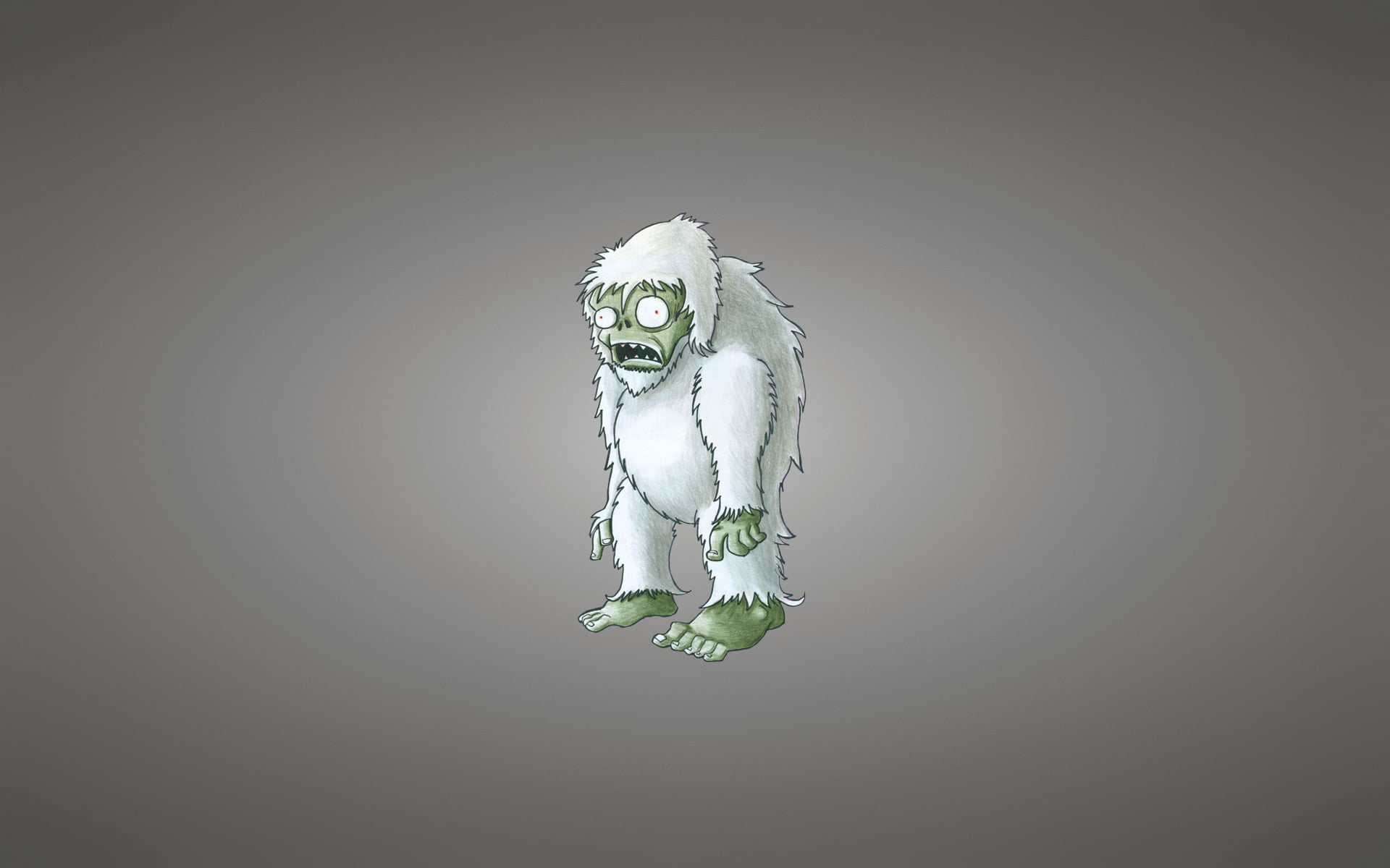 minimalism, zombies, light background, Yeti, Bigfoot, Plants vs. Zombies