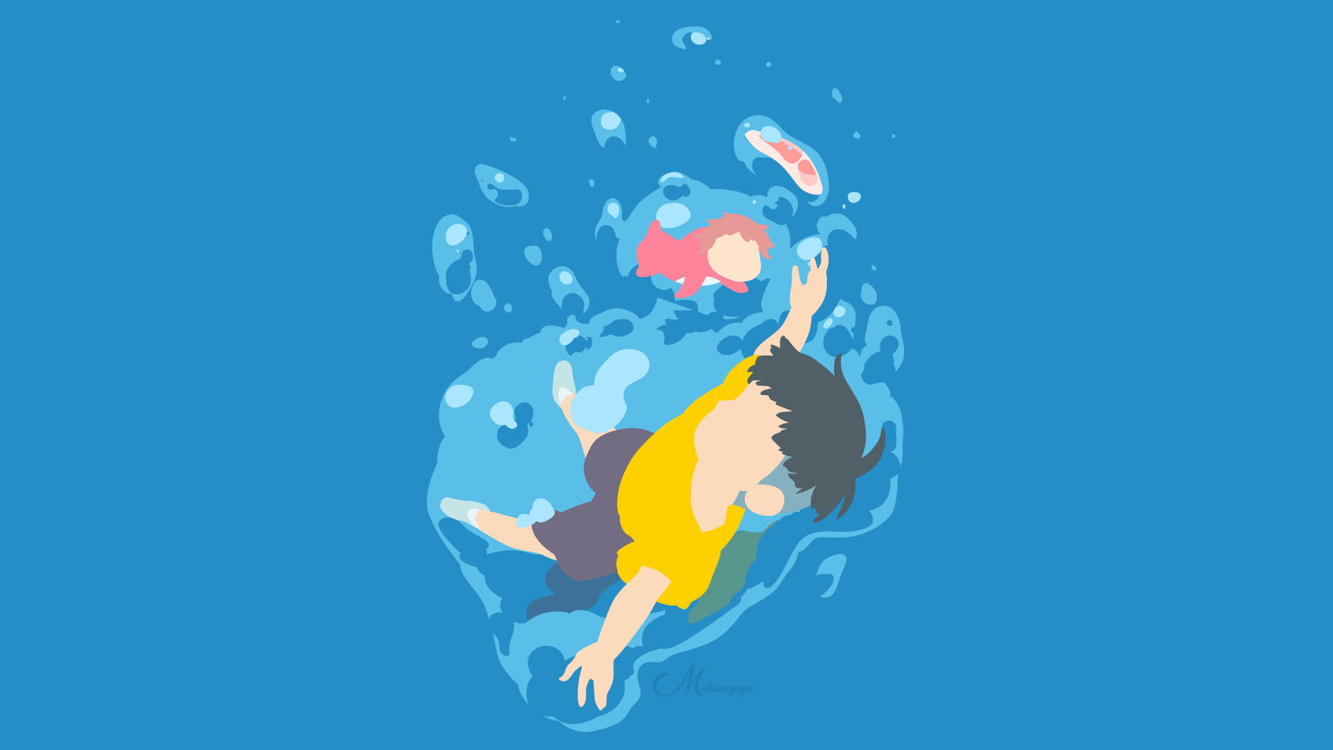 Free download | HD wallpaper: Movie, Ponyo, Minimalist, Ponyo on the