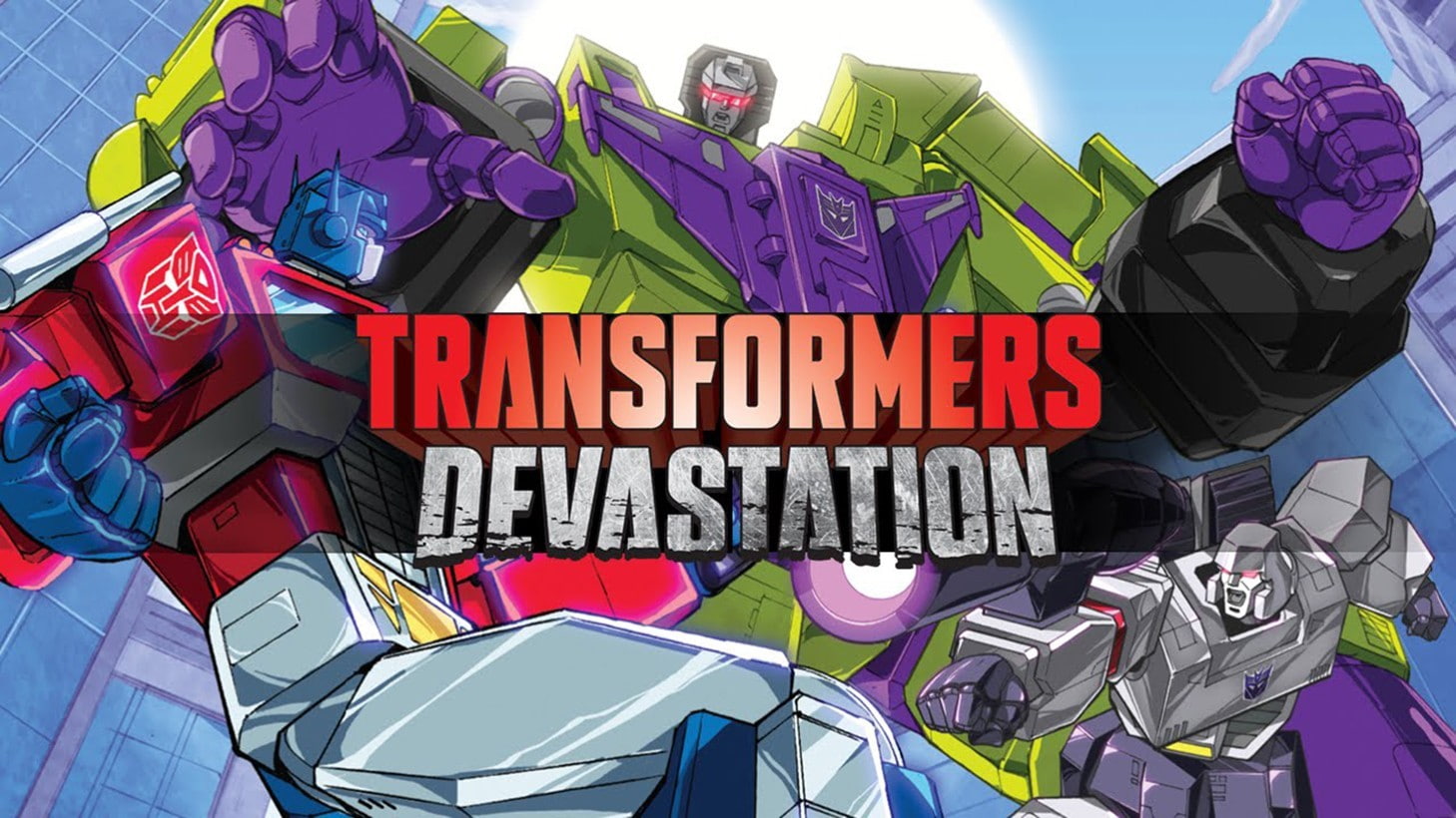 transformers devastation, text, multi colored, western script