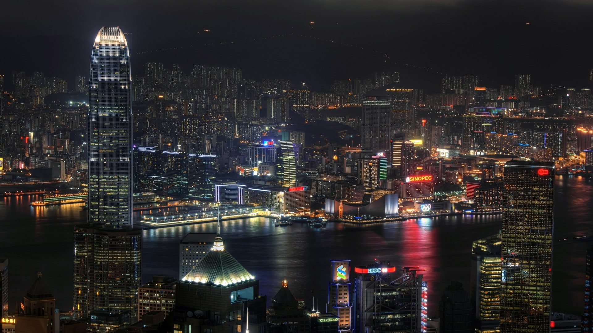 Hong Kong, China, city, cityscape, night