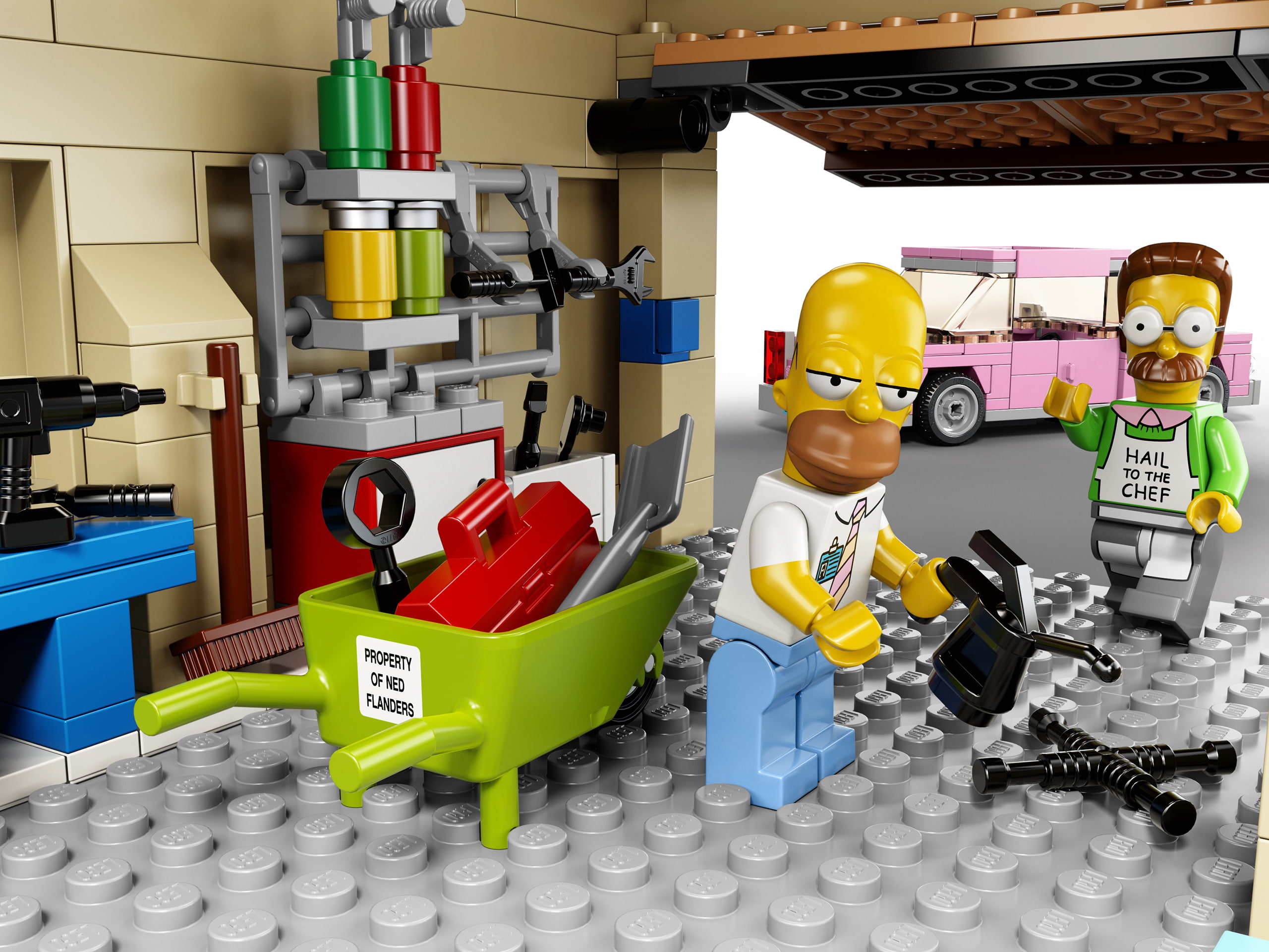 The Simpsons Homer Flanders Garage Lego HD, cartoon/comic