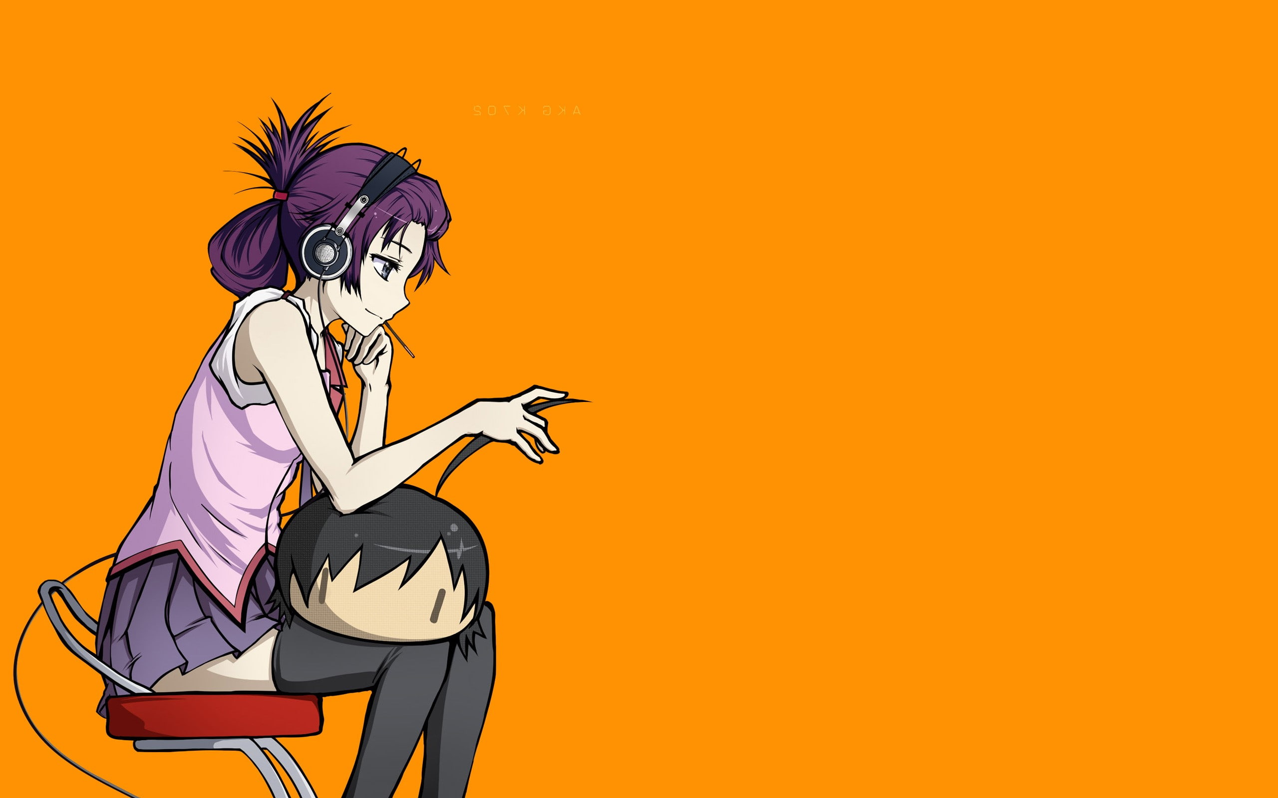 Free Download Hd Wallpaper Monogatari Series Senjougahara Hitagi Orange Background Simple