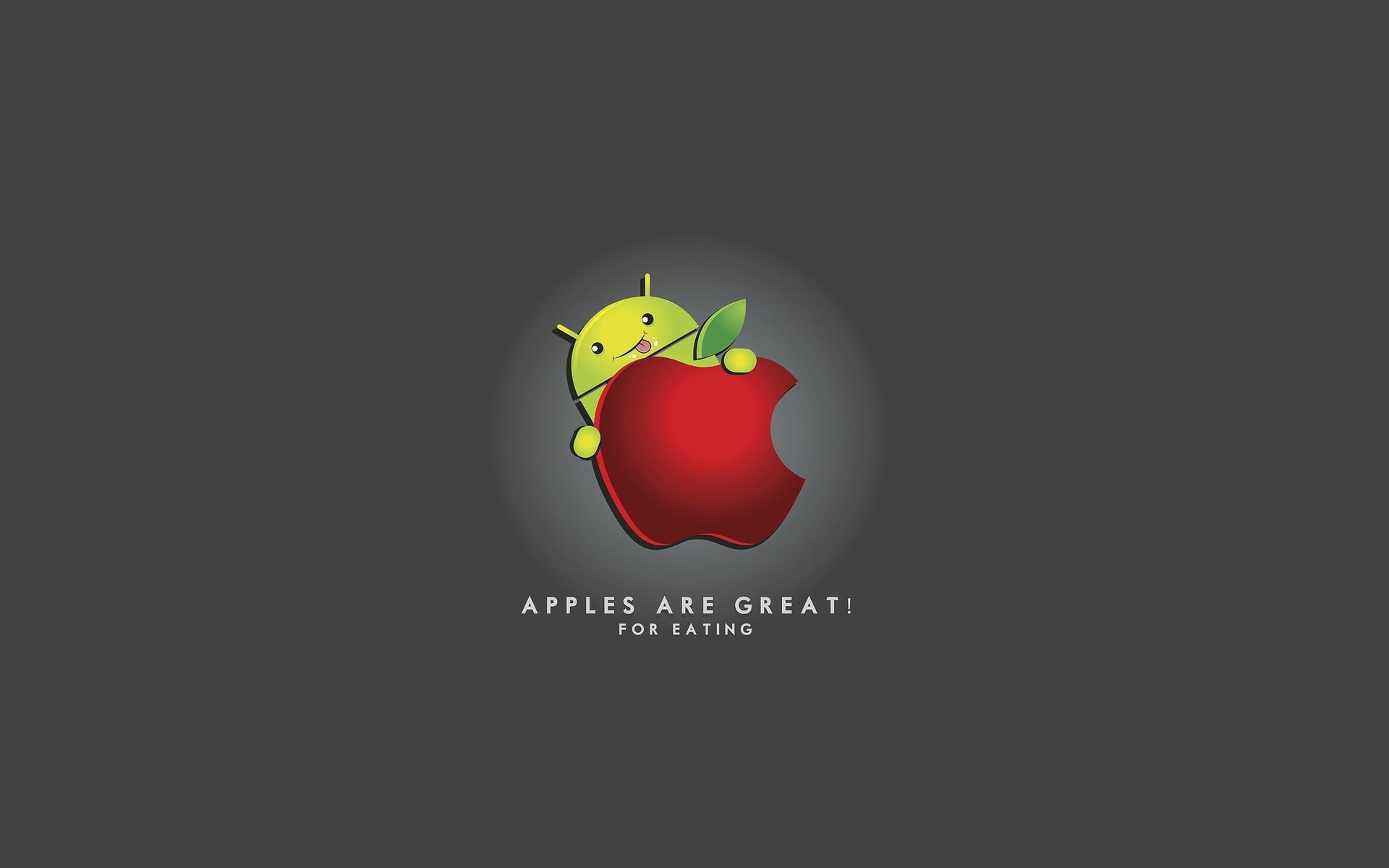 Android and Apple, android logo, funny, apple logo, logo apple