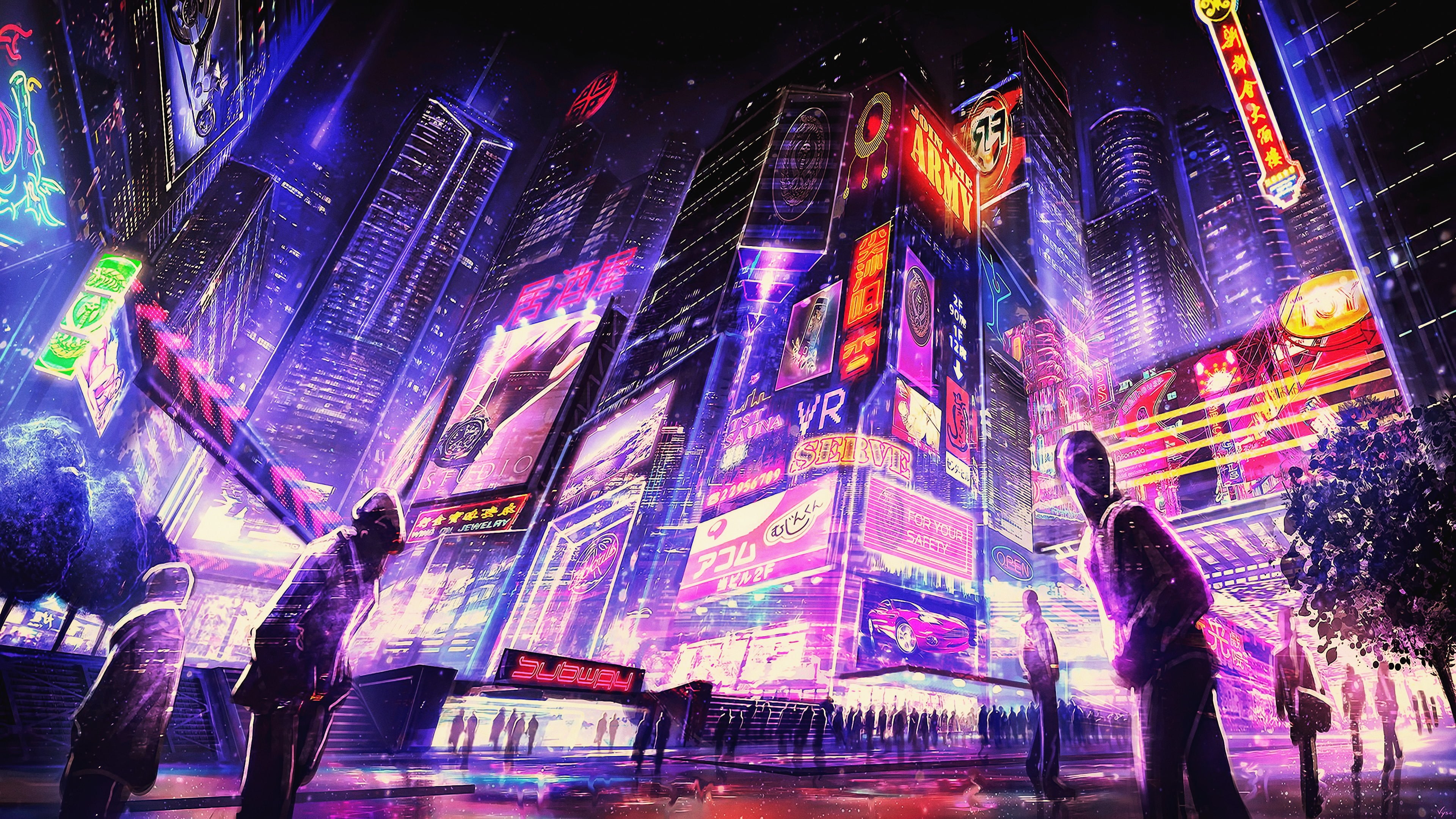 night, cyberpunk, futuristic city, artwork, digital art, concept art