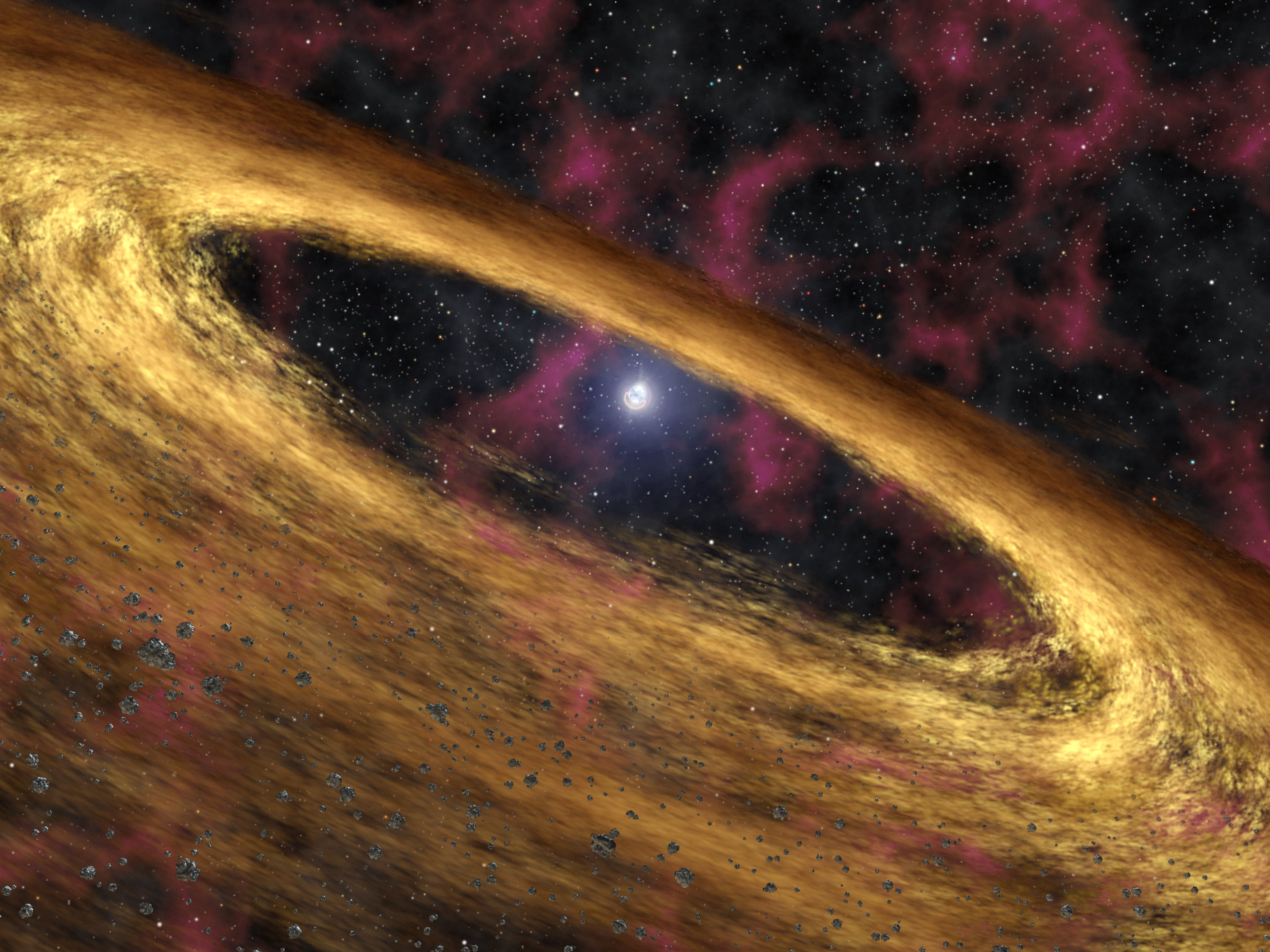 Pulsar Star, yellow and black blackhole, 3D, Space, star - space