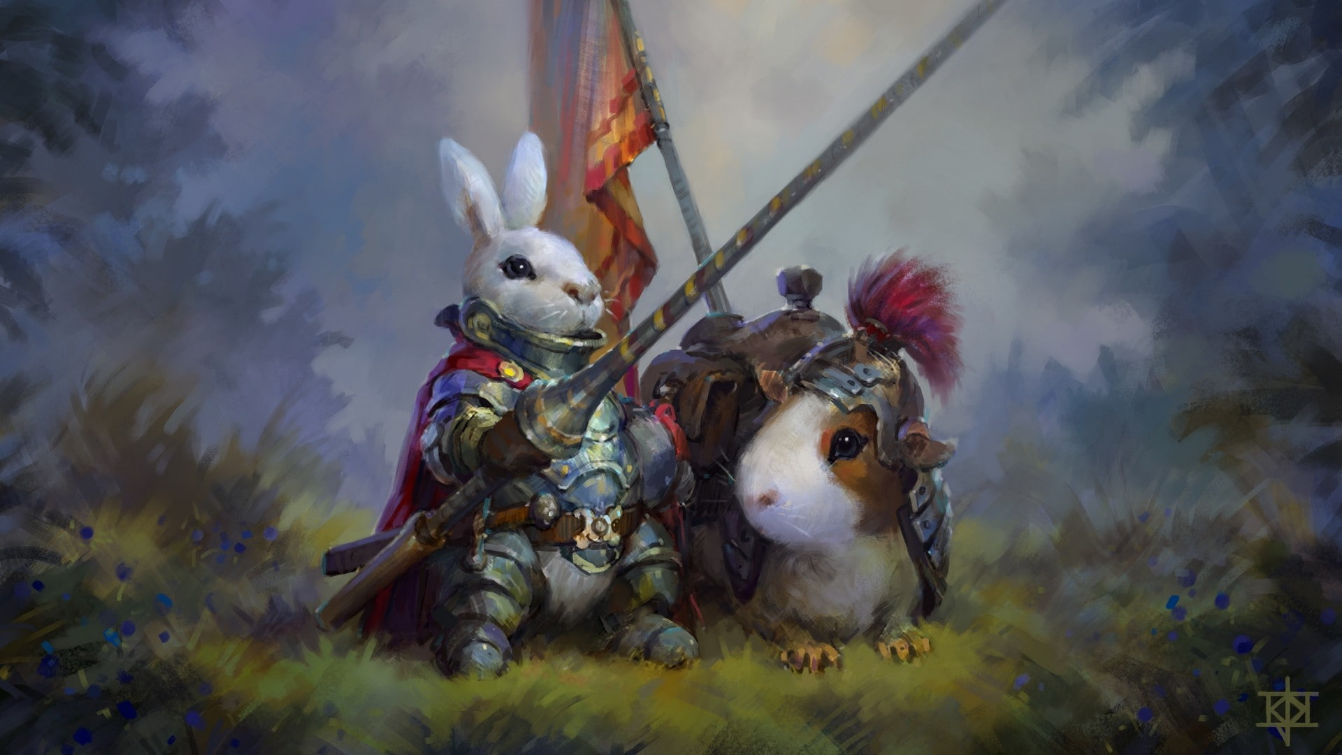 rabbits, guinea pigs, knight, animal, mammal, nature, animal representation