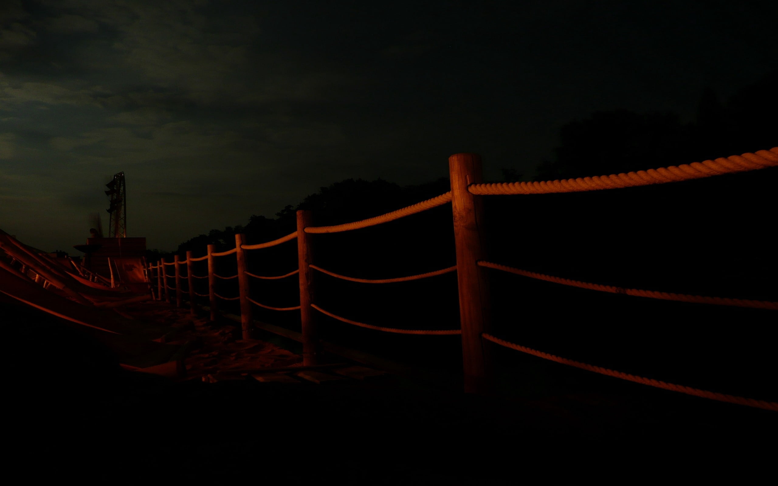 brown rope fences, germany, rails, night, no People, sky, nature