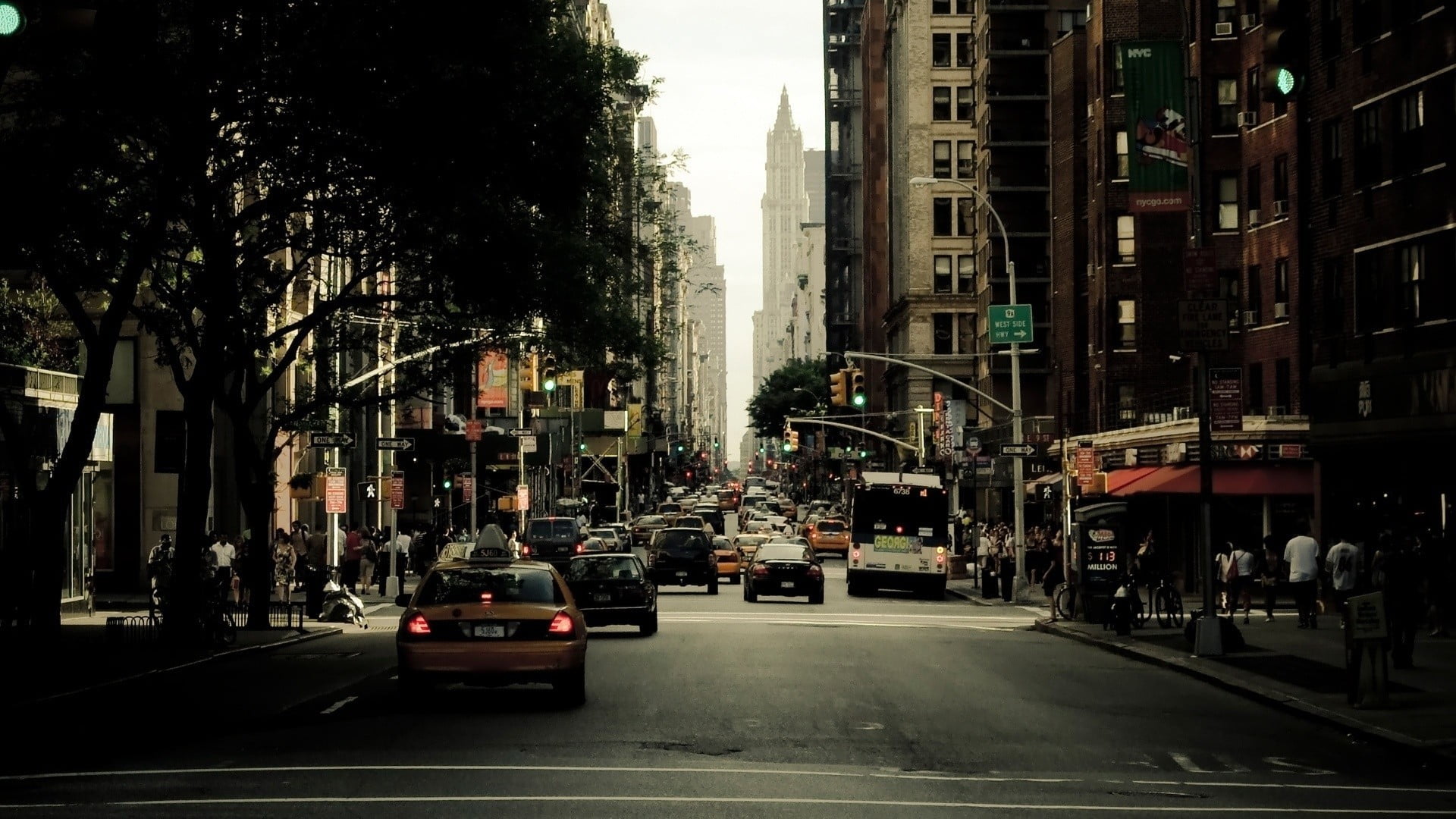 traffic lights, New York City, cityscape, transportation, motor vehicle