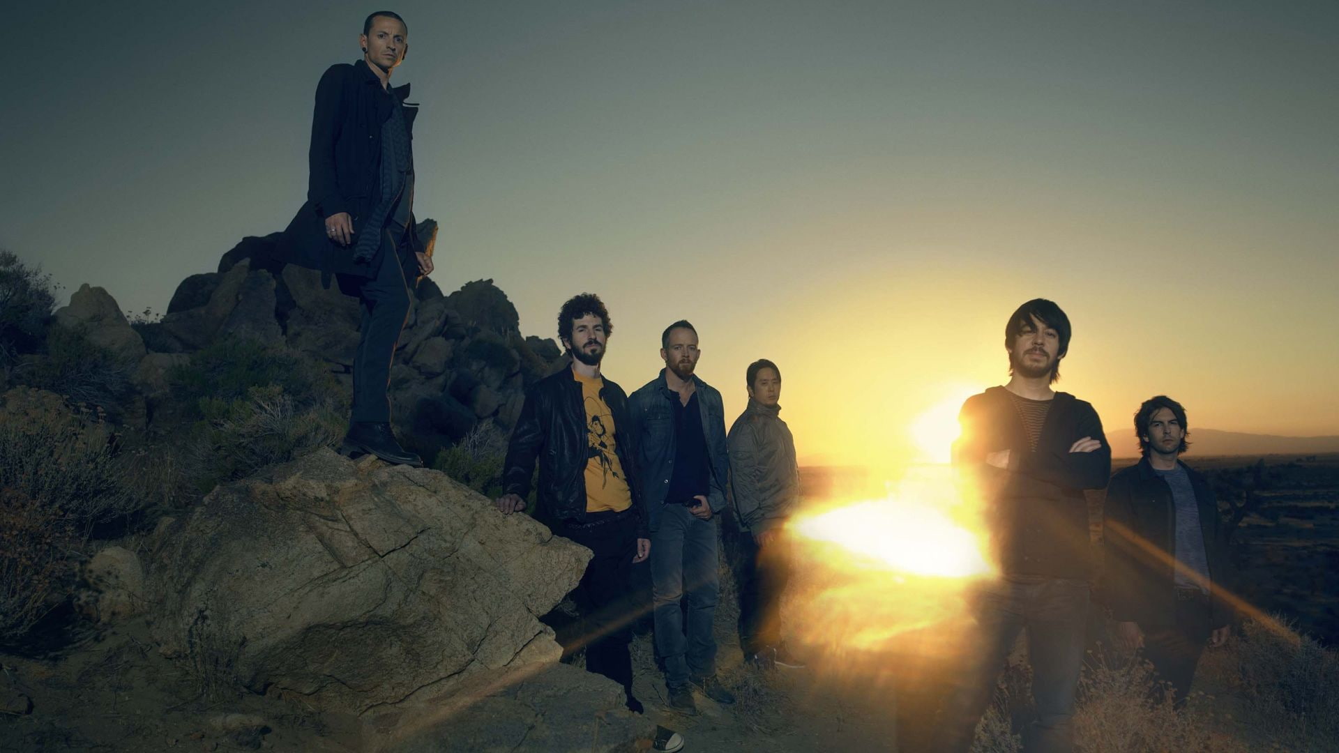 Linkin Park HD, six men standing near ocean, music