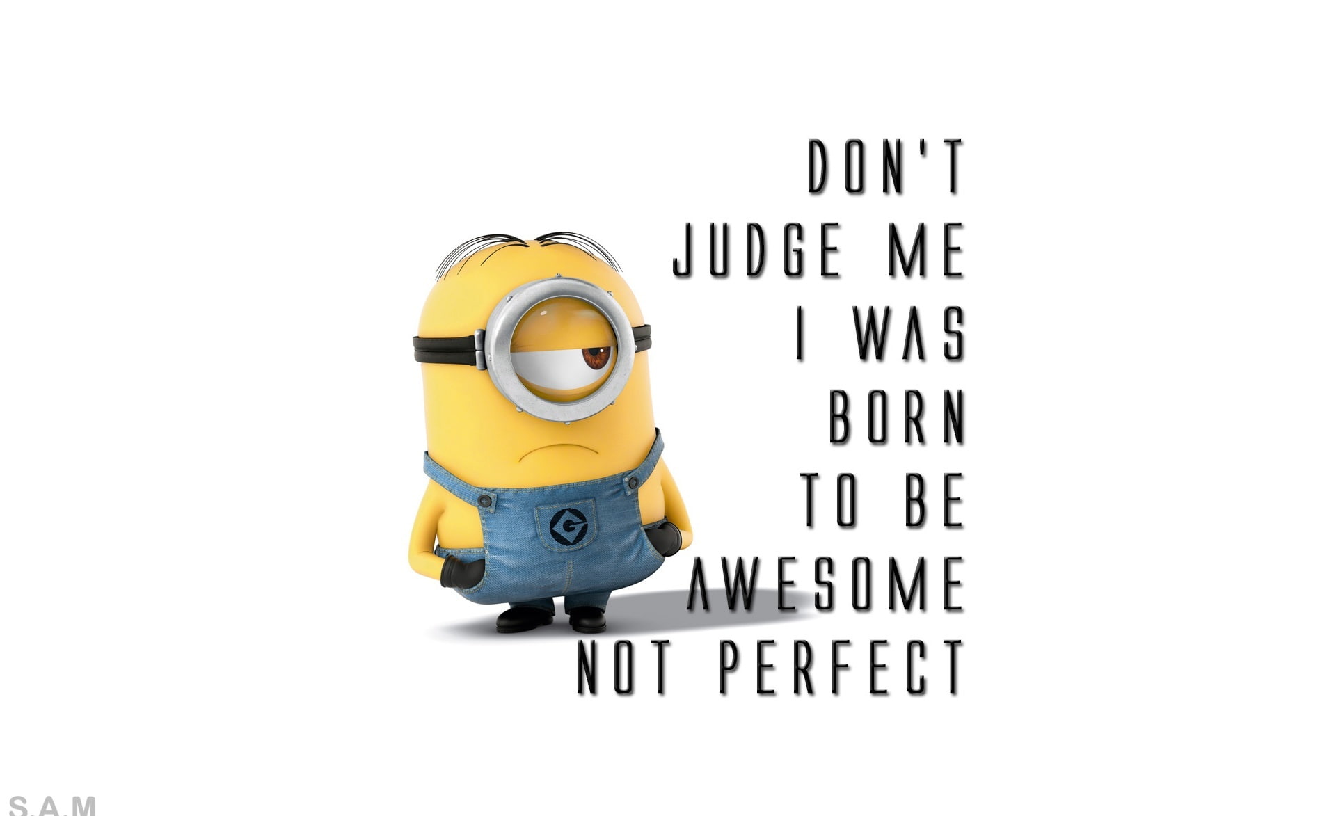 Dont Judge Me, Minion illustration, Funny, text, western script