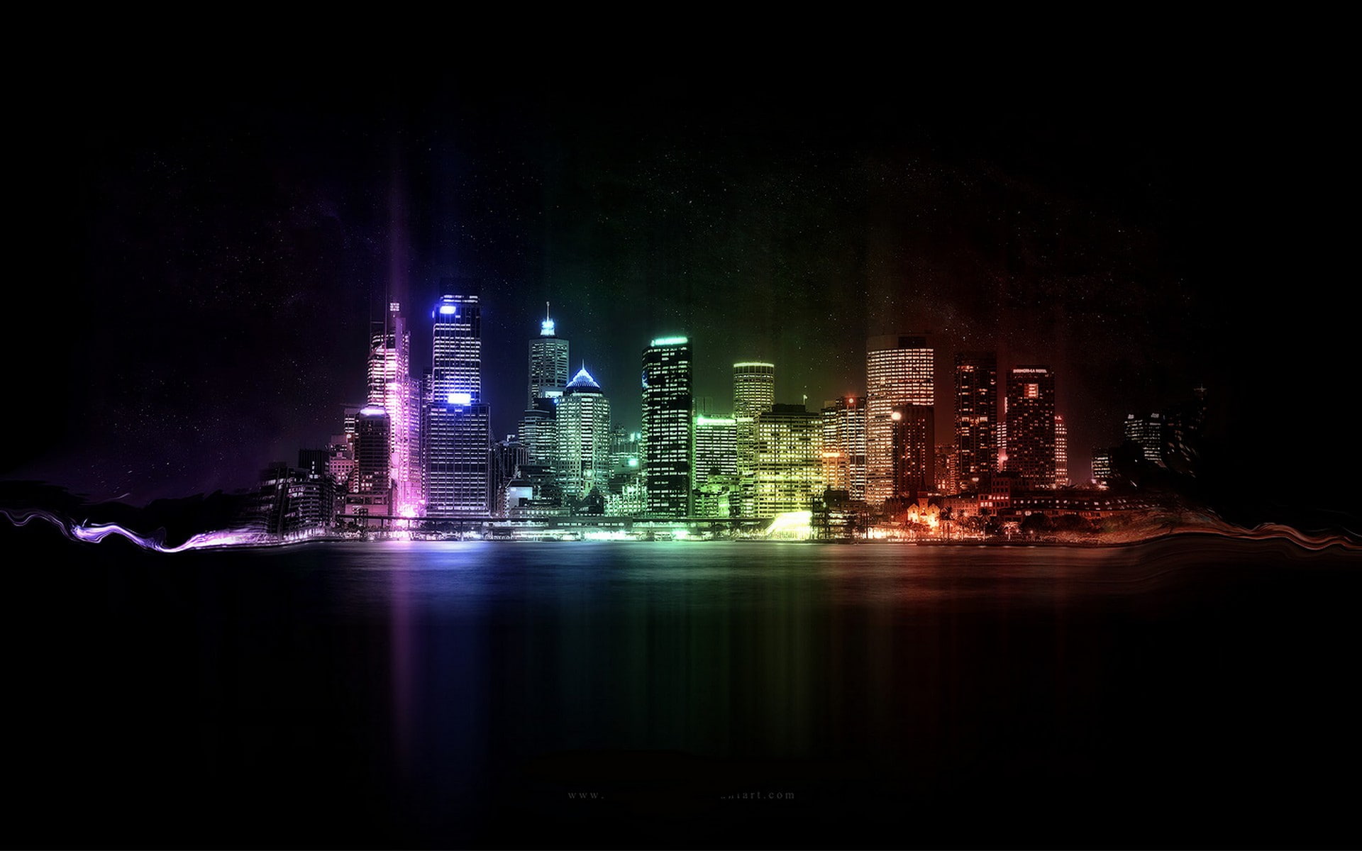 3D city Rainbow city Abstract Fantasy HD Art, color, colorful