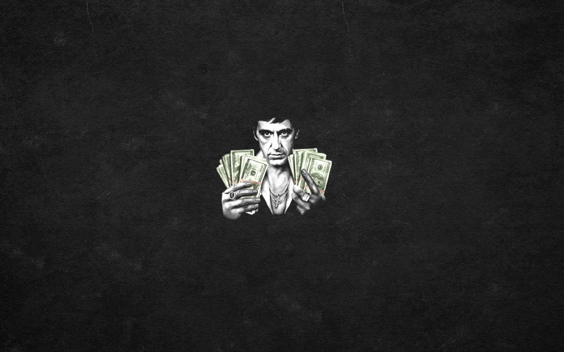 Scarface, Al pacino, Drawing, copy space, indoors, black background