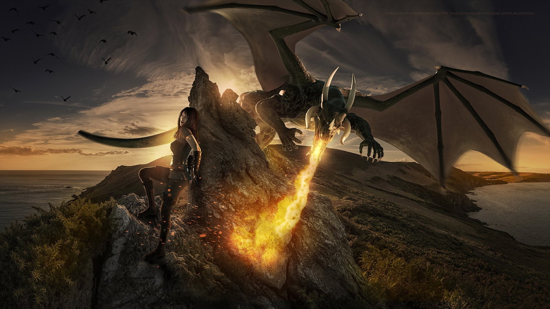 Free download | HD wallpaper: Fantasy, Dragon, CGI, Coast, Flame ...