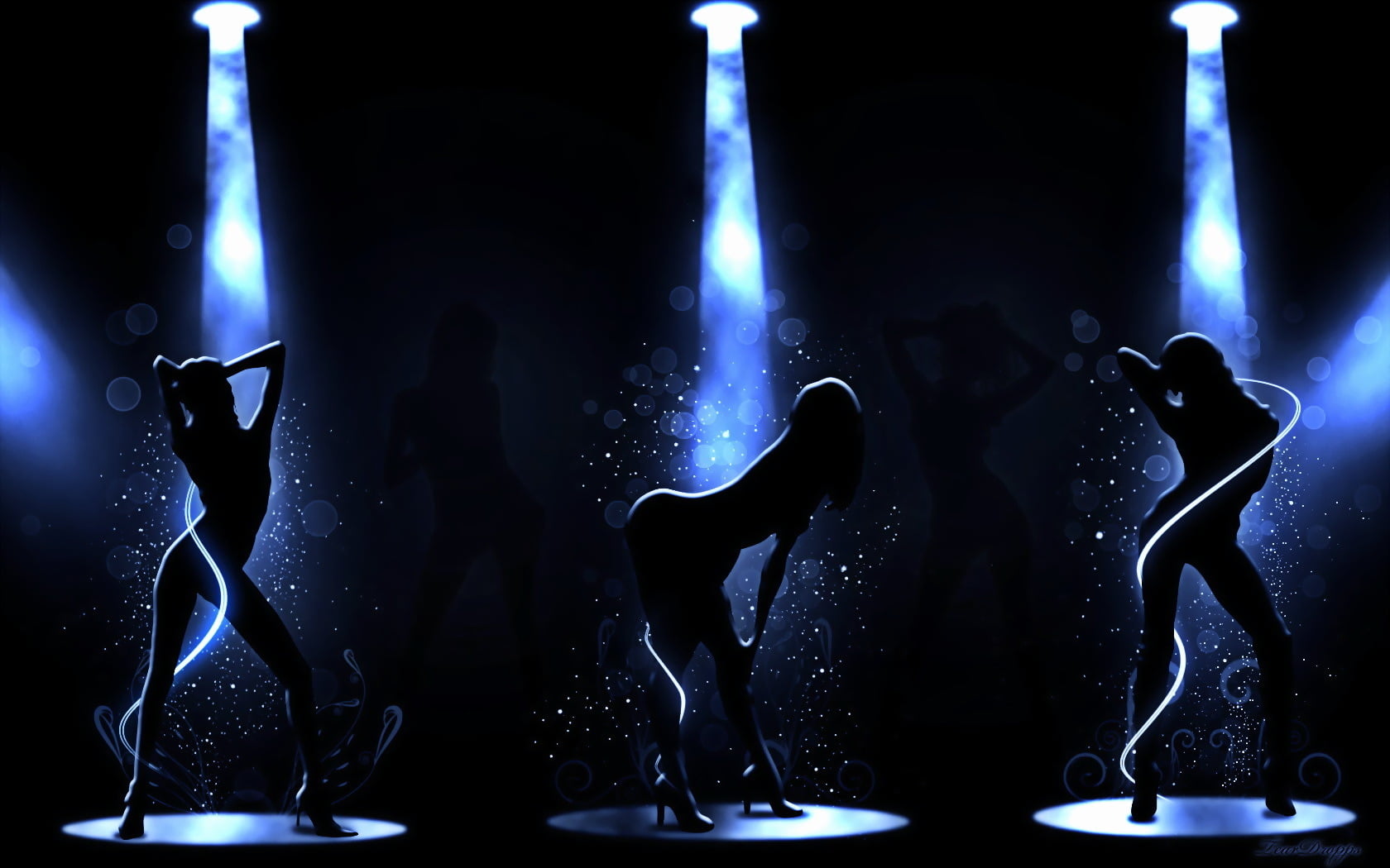 dancer silhouettes digital art, style, music, club, stage - Performance Space