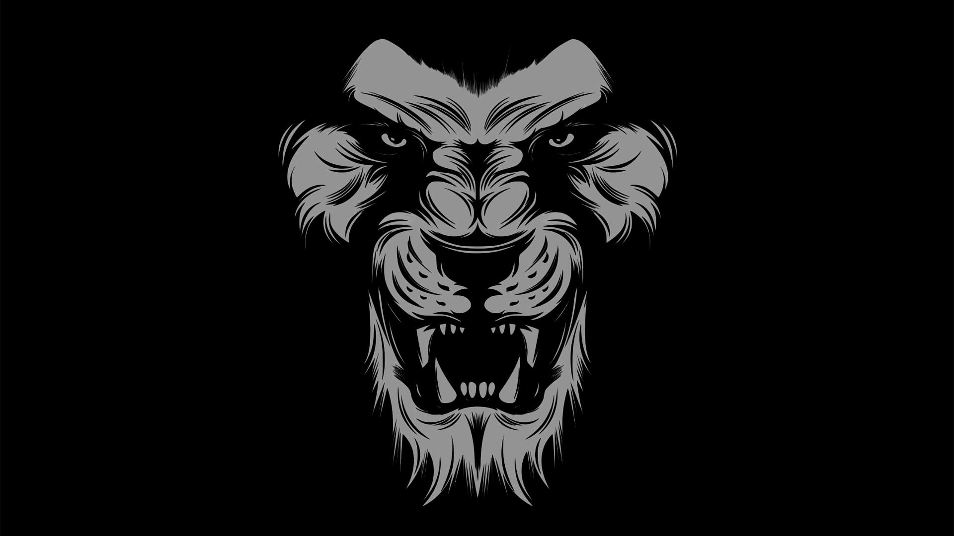 black, lion, art, graphics, fictional character, head, monochrome