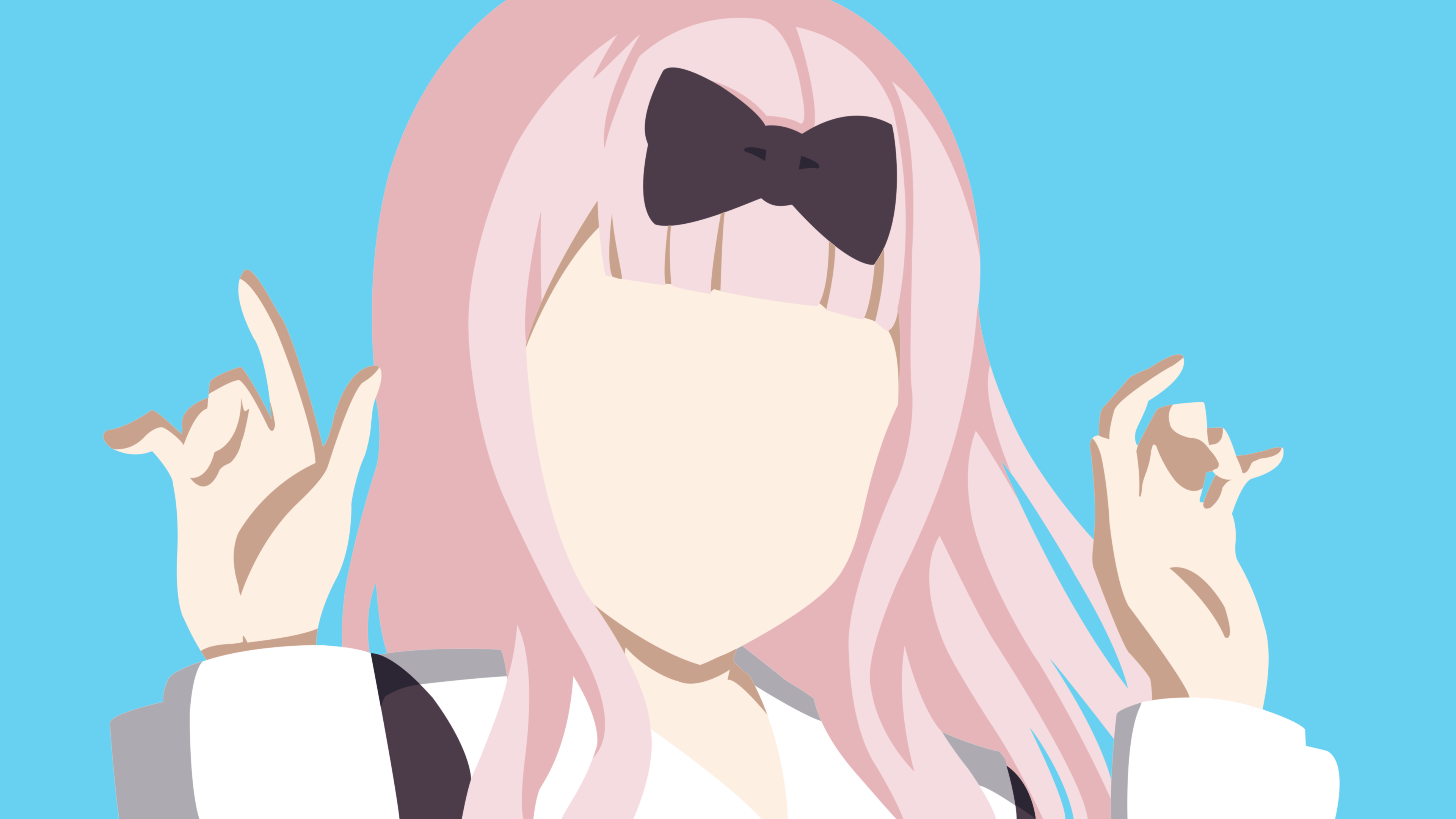 Kaguya-Sama: Love is War, anime girls, pink hair, blue background