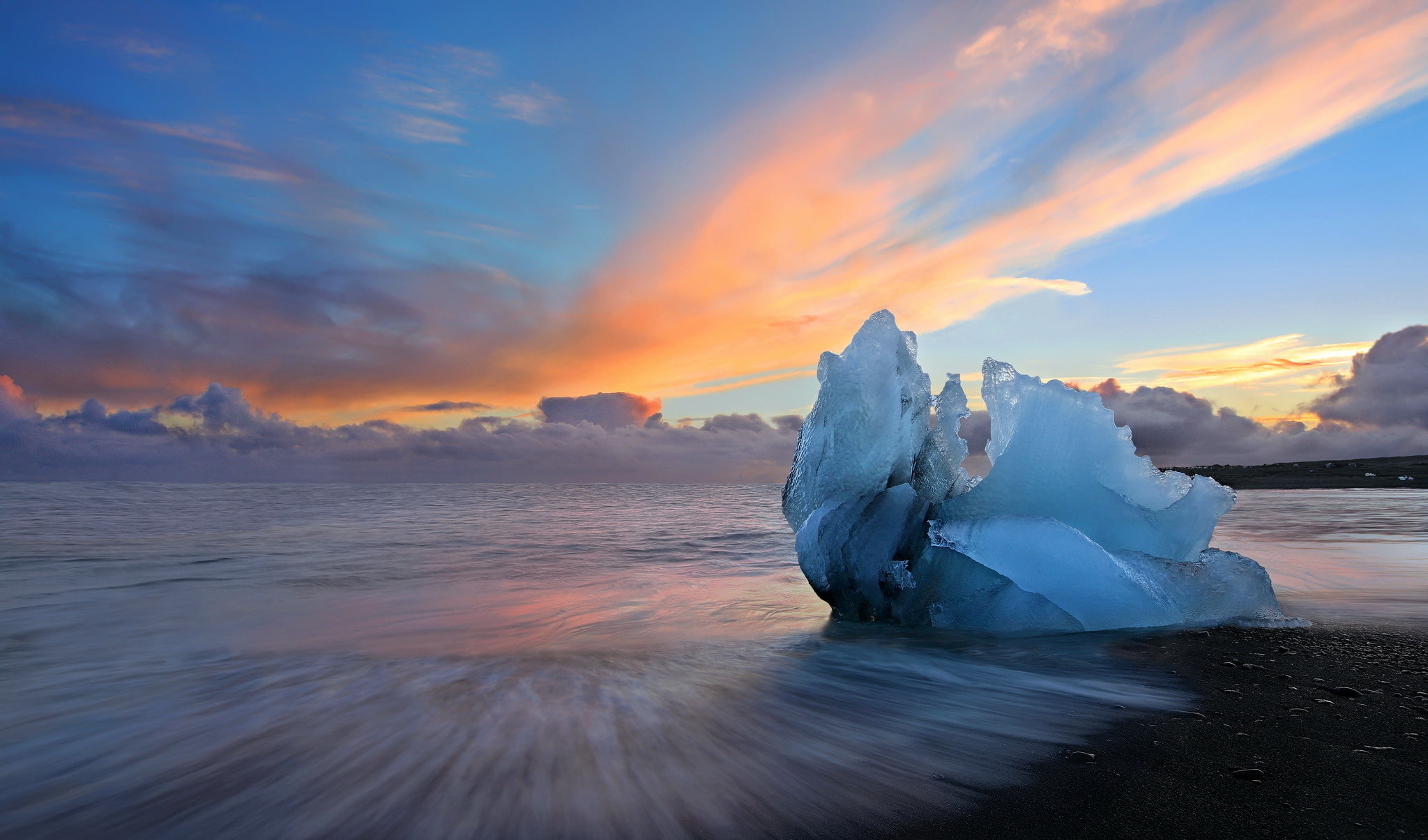 ice, sky, nature, sunset, sea, water, cloud - sky, beauty in nature