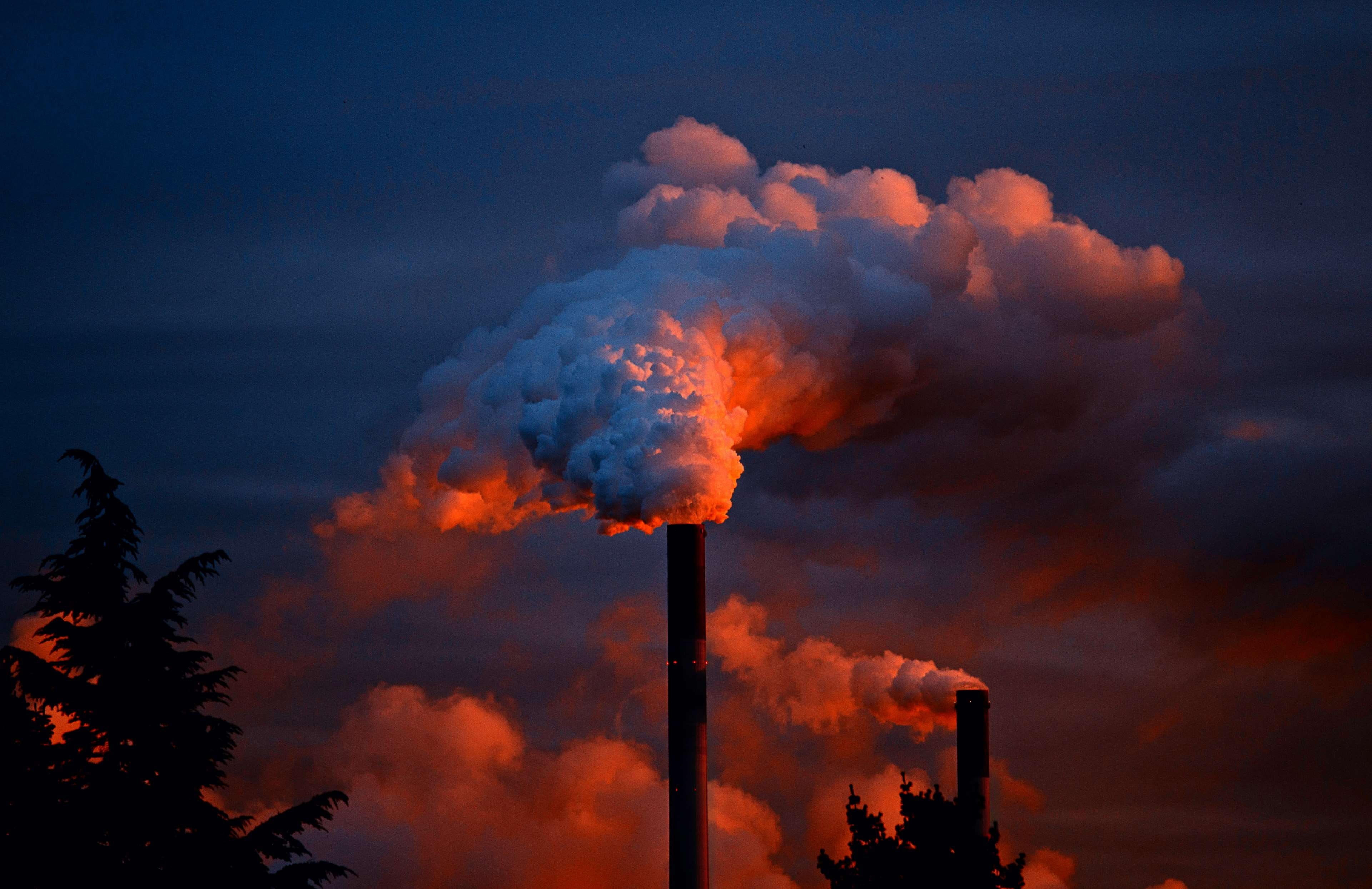 chimney, exhaust gases, factory, industry, pollution, ruhr area