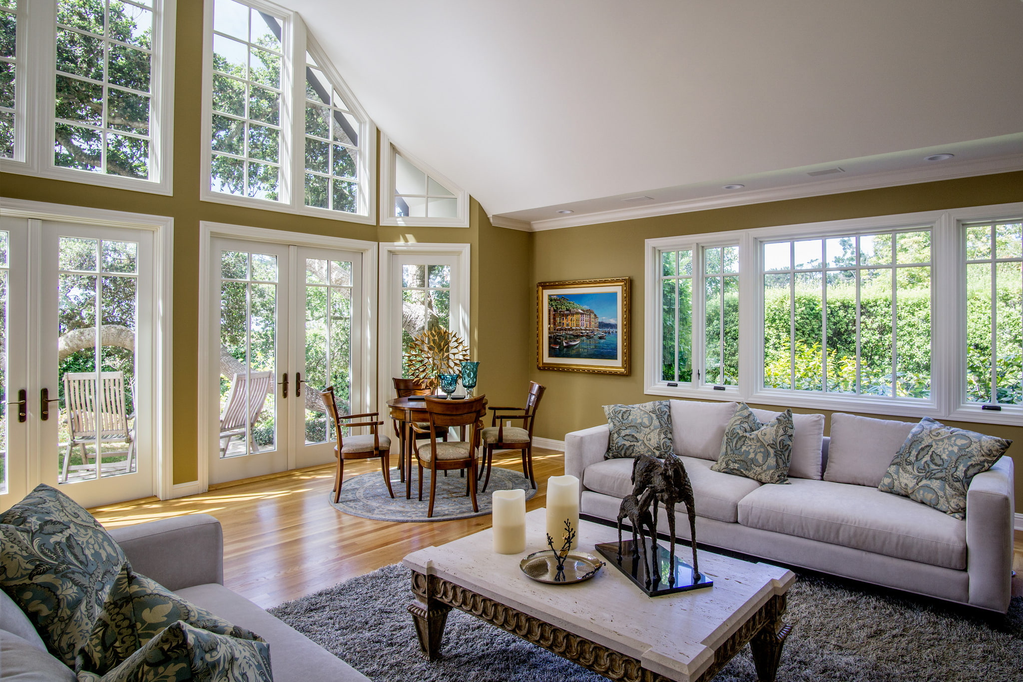design, Windows, table, sofas, living room, decor