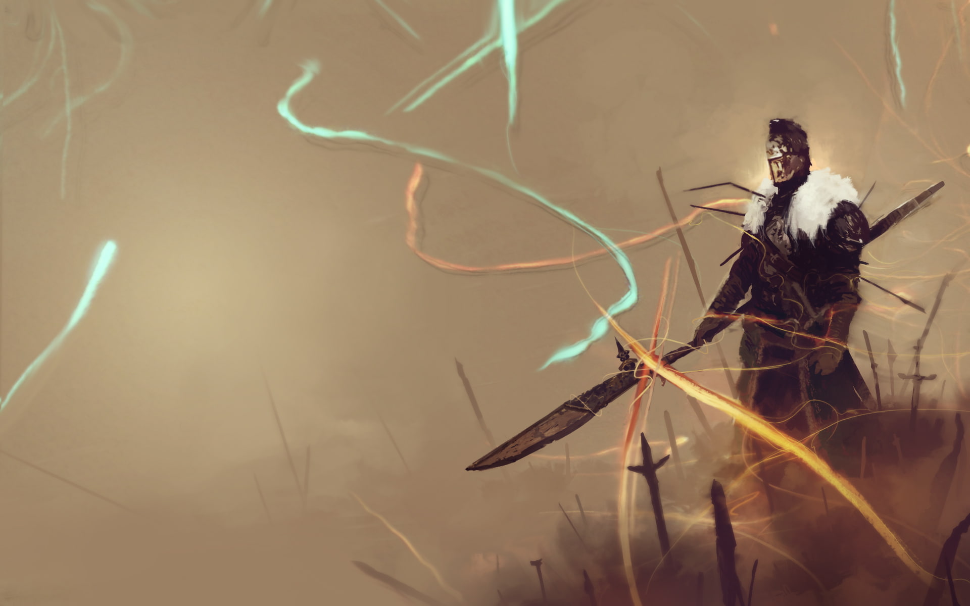 Spear Warrior Drawing HD, digital/artwork