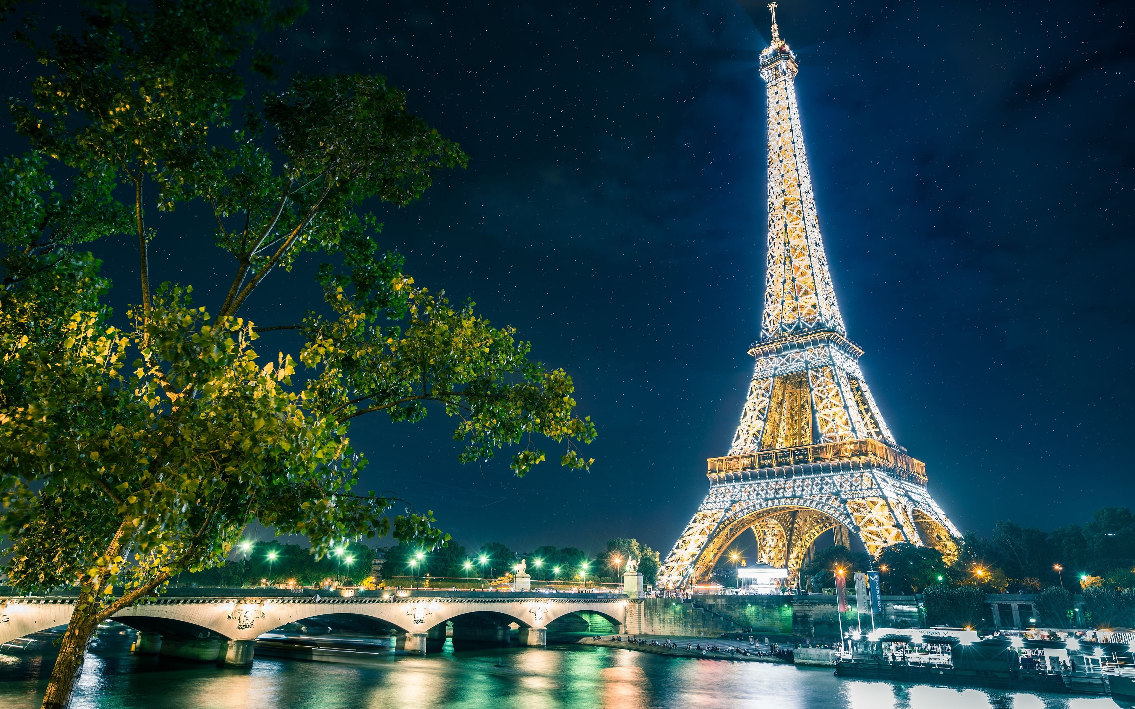 Eiffel Tower, Paris, city, cityscape, France, night, architecture